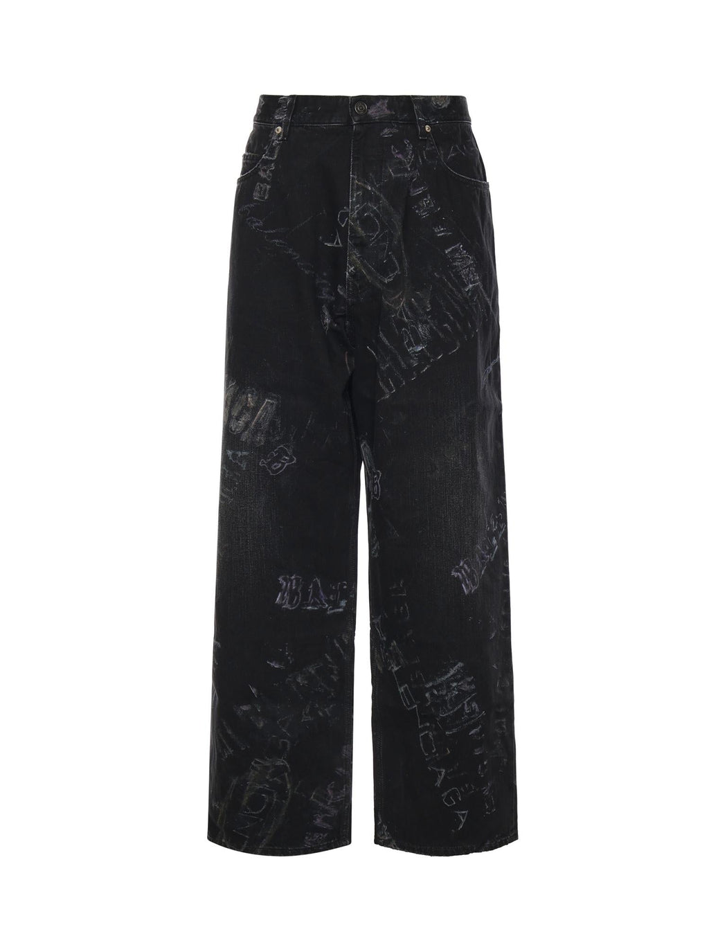 Pantaloni Baggy Minimal In Denim DI Cotone Washed Crayon Allover Balenciaga оригінал – Купити в Україні – боковий вид