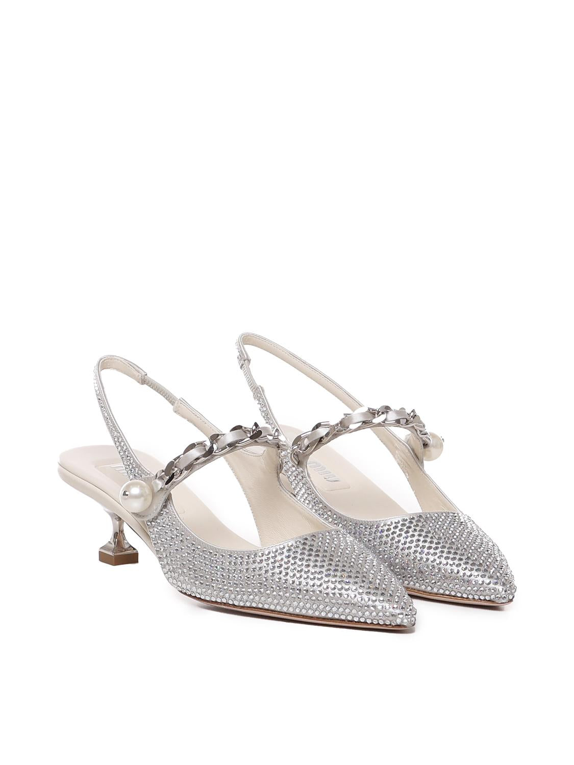 Slingback In Misto Seta Con Applicazioni Miu miu – Гарантія оригінальності – вид ззаду