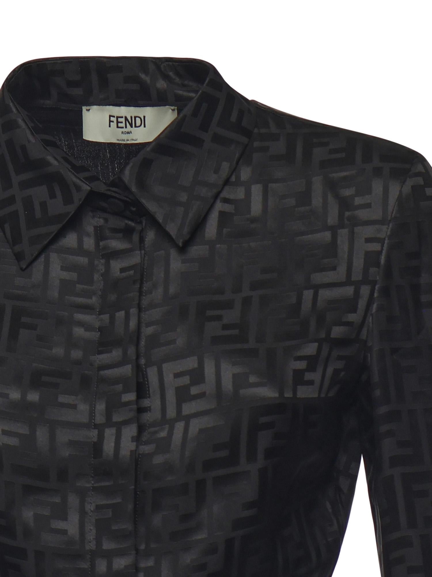 Оригінальна Camicia Cropped In Seta Ff Jacquard Fendi – вид ззаду