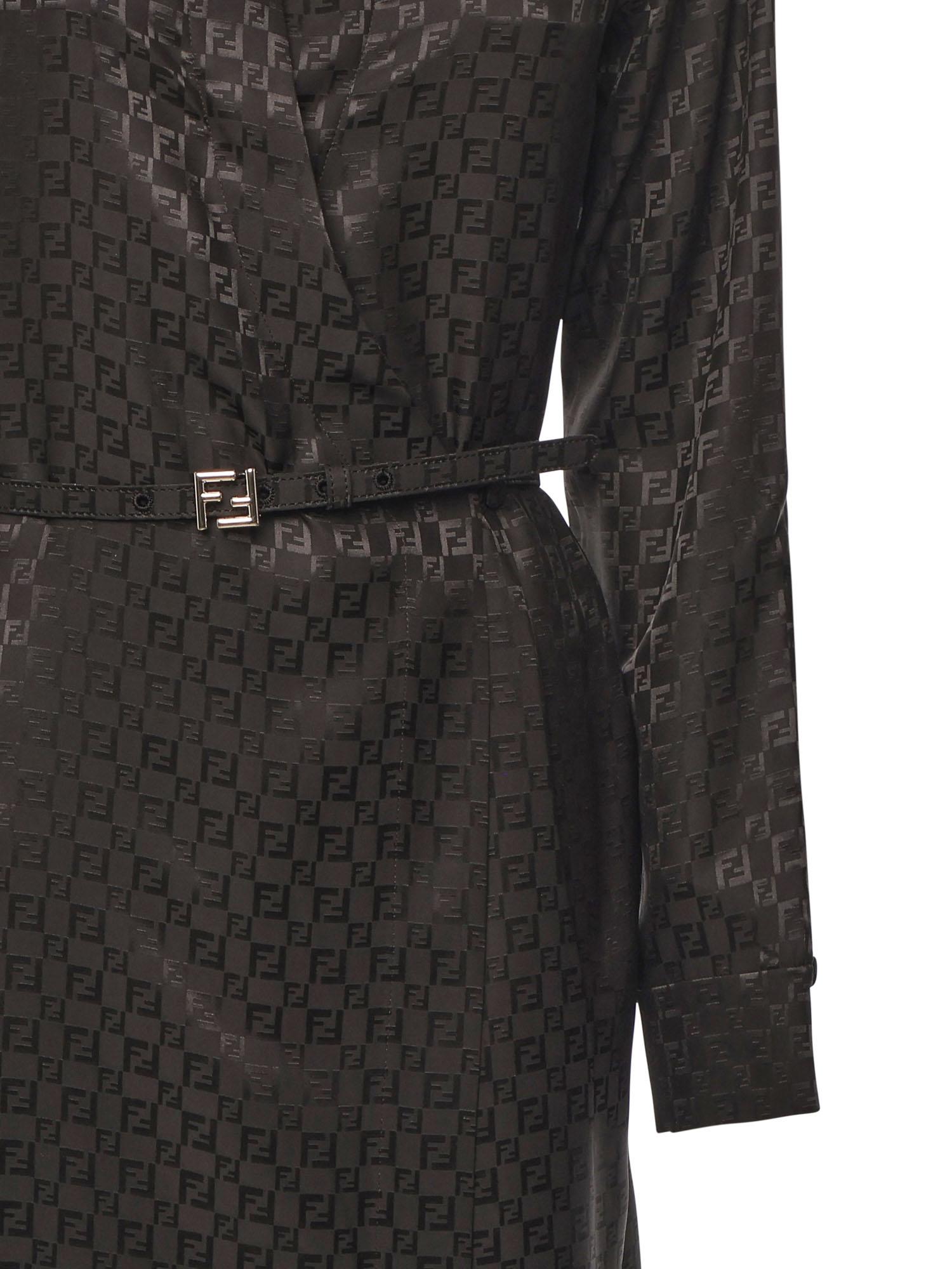 Abito Chemisier In Seta Ff Jacquard Fendi оригінал – Купити в Україні – вид ззаду