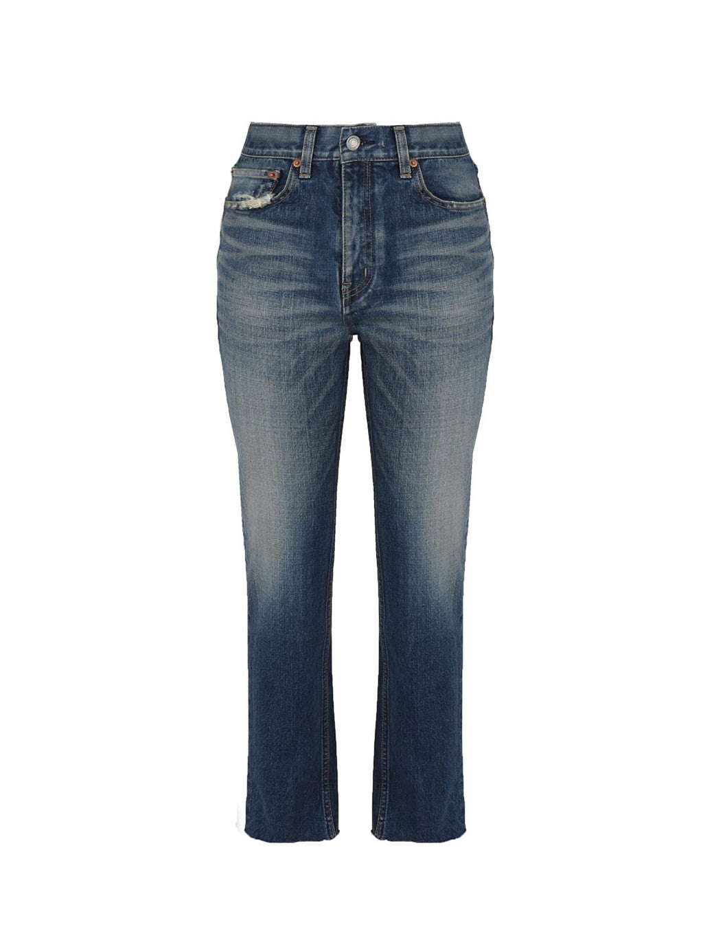 Jeans Taglio Dritto In Denim Blu Saint laurent – Гарантія оригінальності – боковий вид