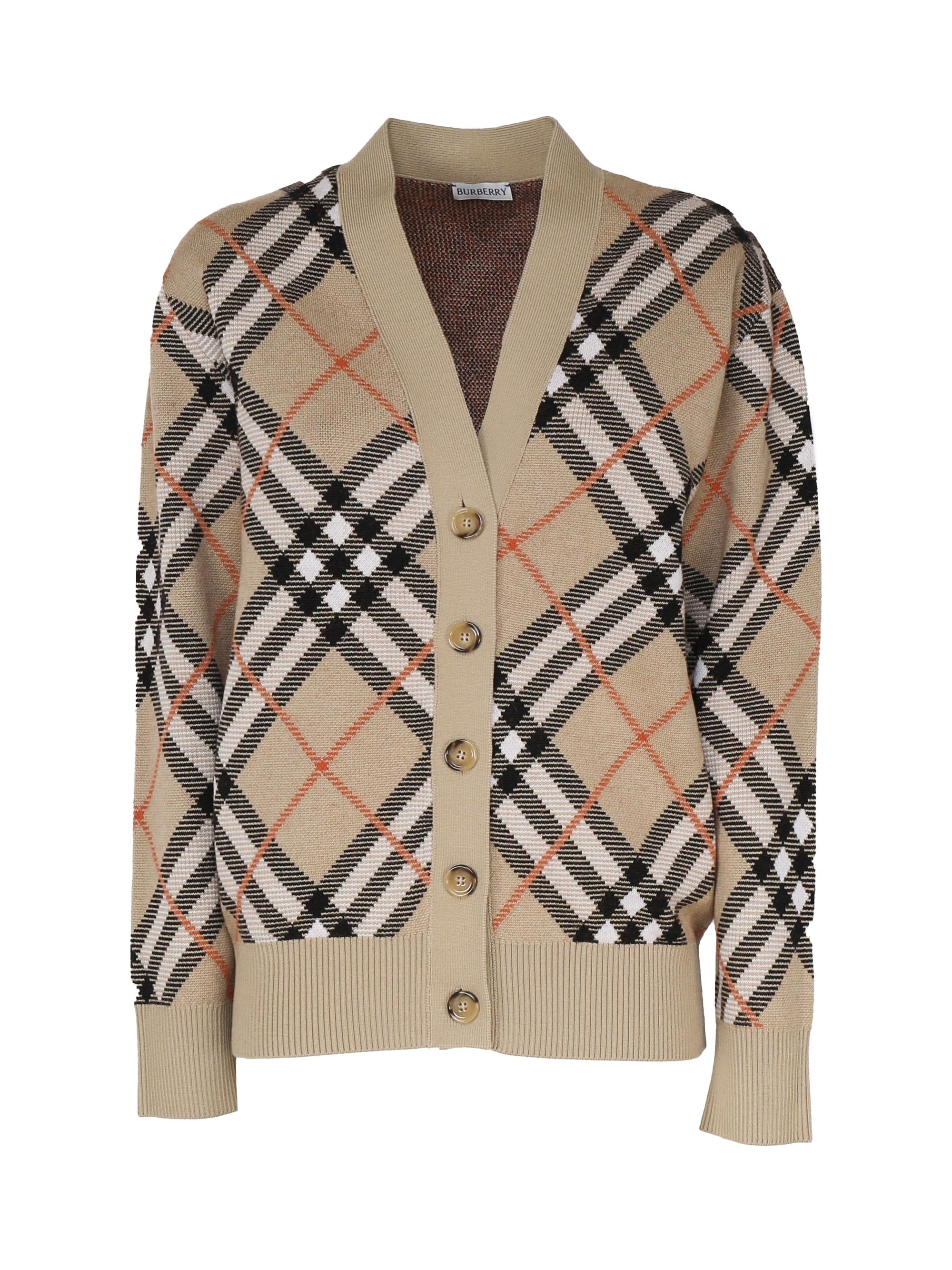 Cardigan Con Motivo Check Burberry – Гарантія оригінальності – боковий вид