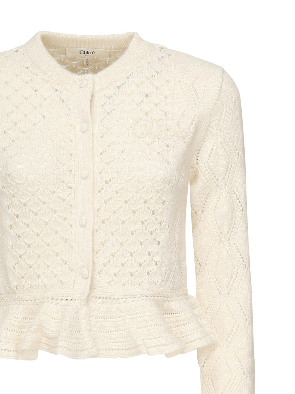 Cardigan Cropped Con Logo E Volant Chloe оригінал – Купити в Україні – вид ззаду