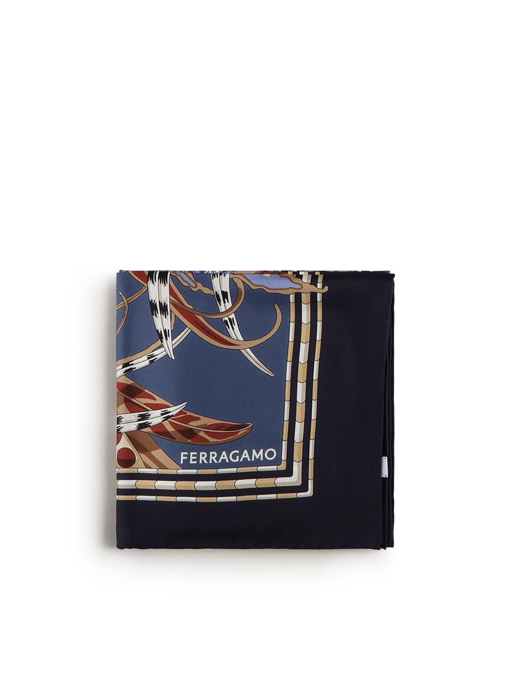 Foulard In Seta Con Stampa Salvatore ferragamo – Гарантія оригінальності – боковий вид
