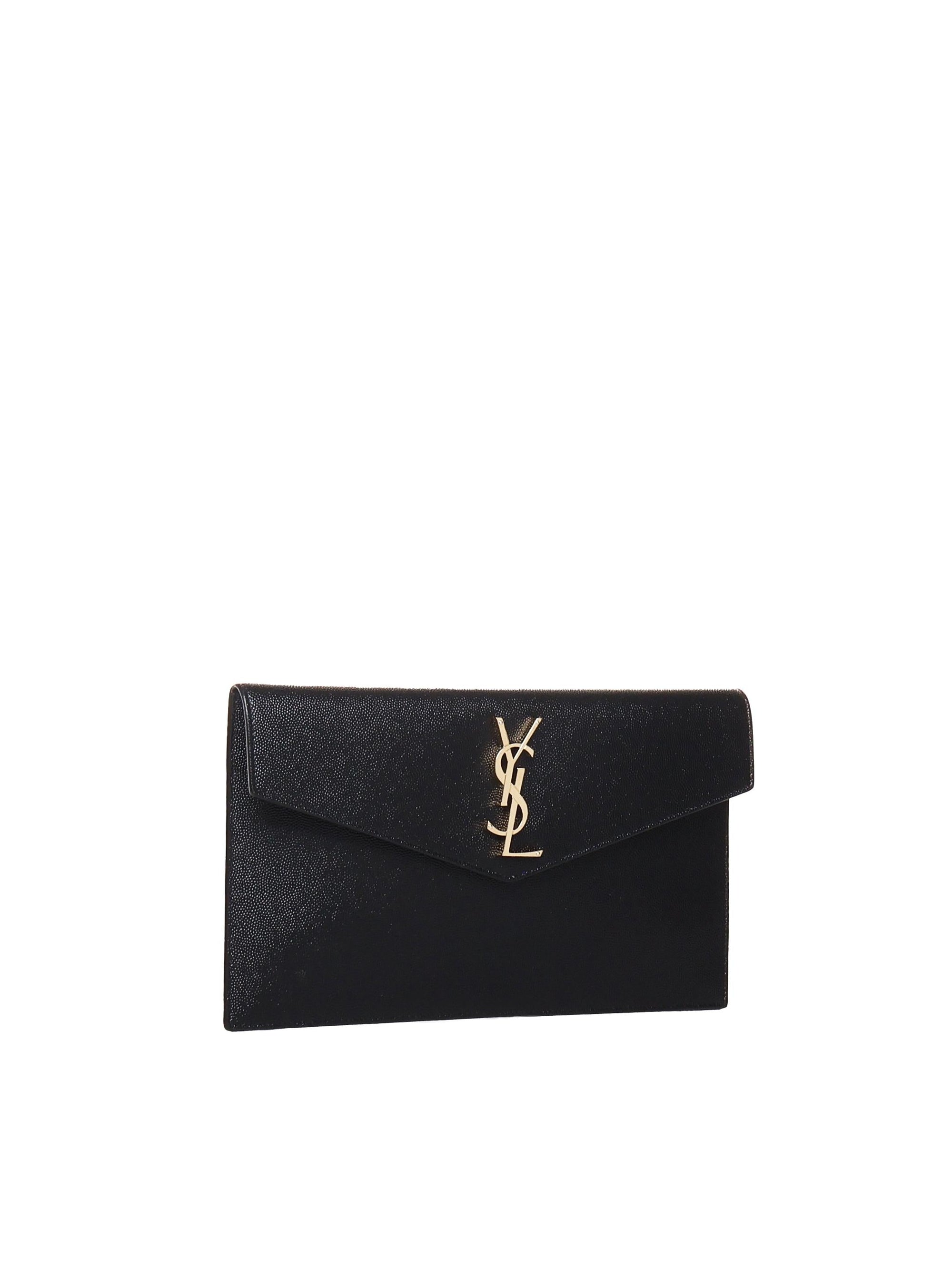 Оригінальна Pochette Uptown In Pelle Goffrata Grain De Poudre Saint laurent – вид ззаду