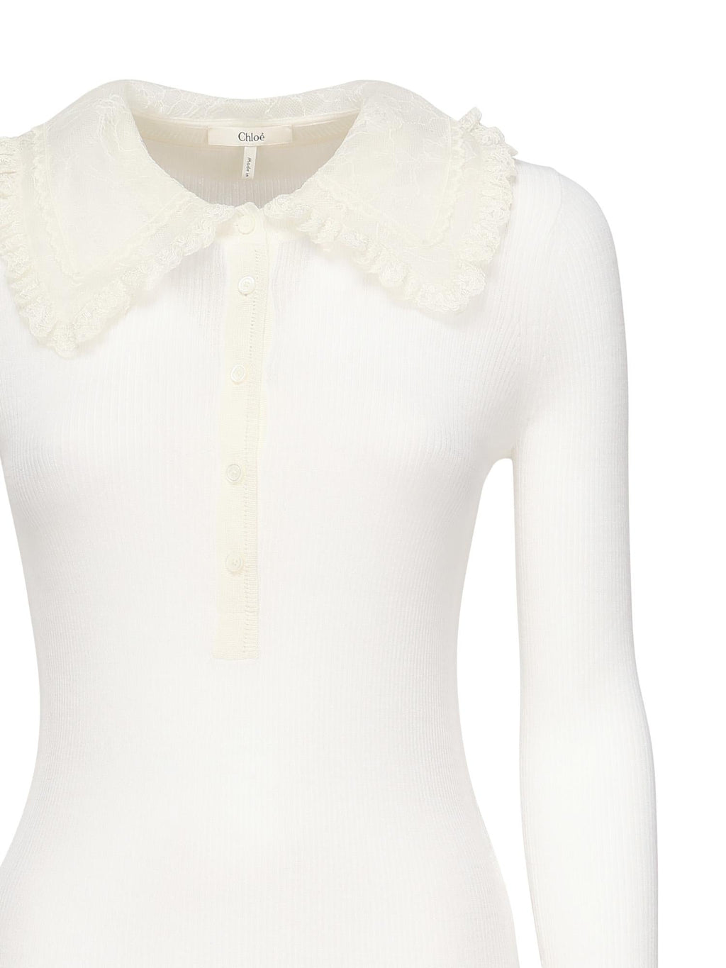 Polo In Lana A Coste Con Pizzo Chloe – Гарантія оригінальності – вид ззаду