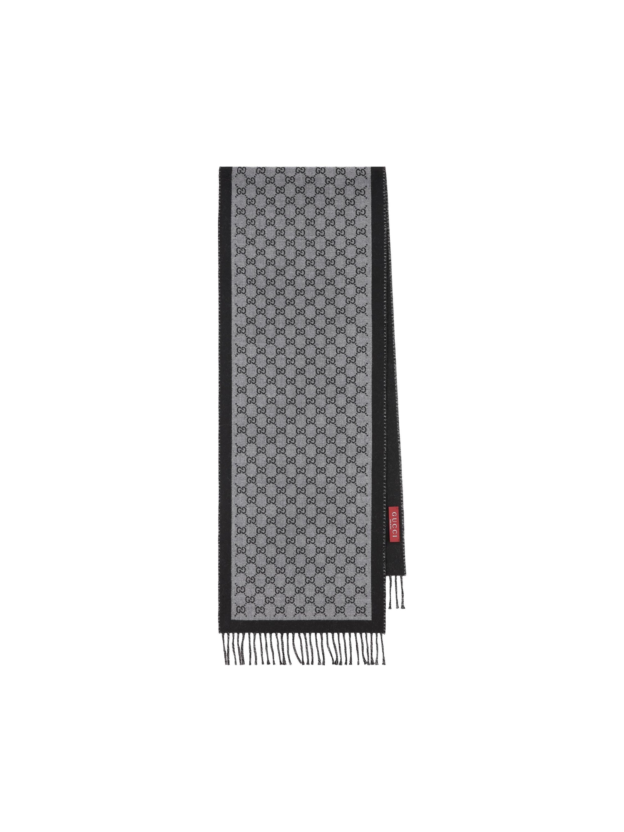 Wool Scarf With Gg Jacquard Gucci – Гарантія оригінальності – боковий вид