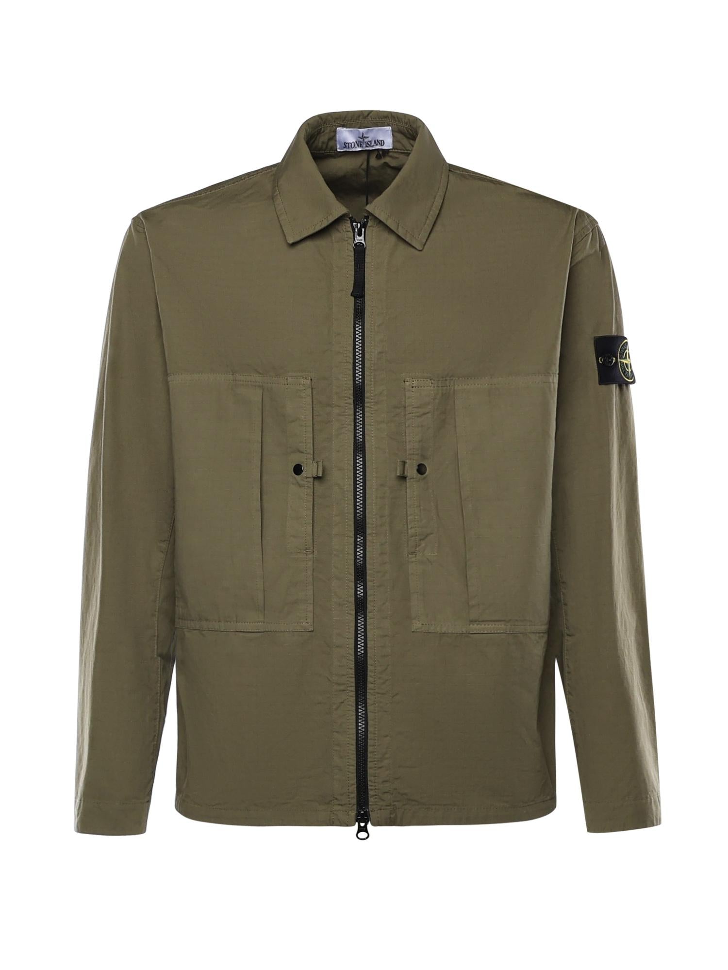 Оригінальна Overshirt In Cotone Con Logo Stone island – боковий вид