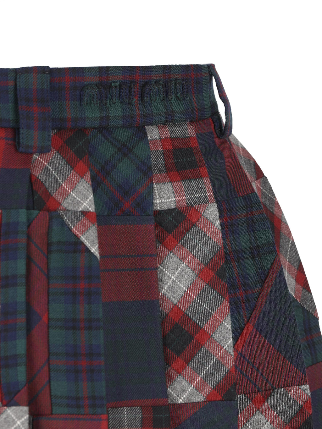 Pleated Mini Skirt In Tartan Patchwork Miu miu оригінал – Купити в Україні – збільшений вид