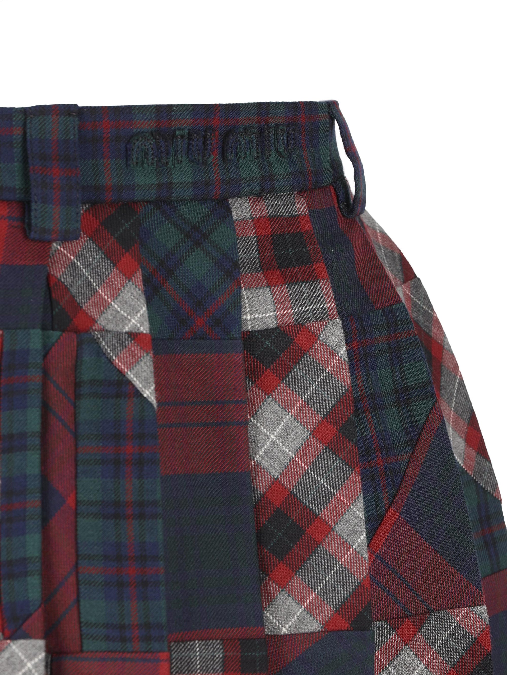 Pleated Mini Skirt In Tartan Patchwork Miu miu оригінал – Купити в Україні – збільшений вид