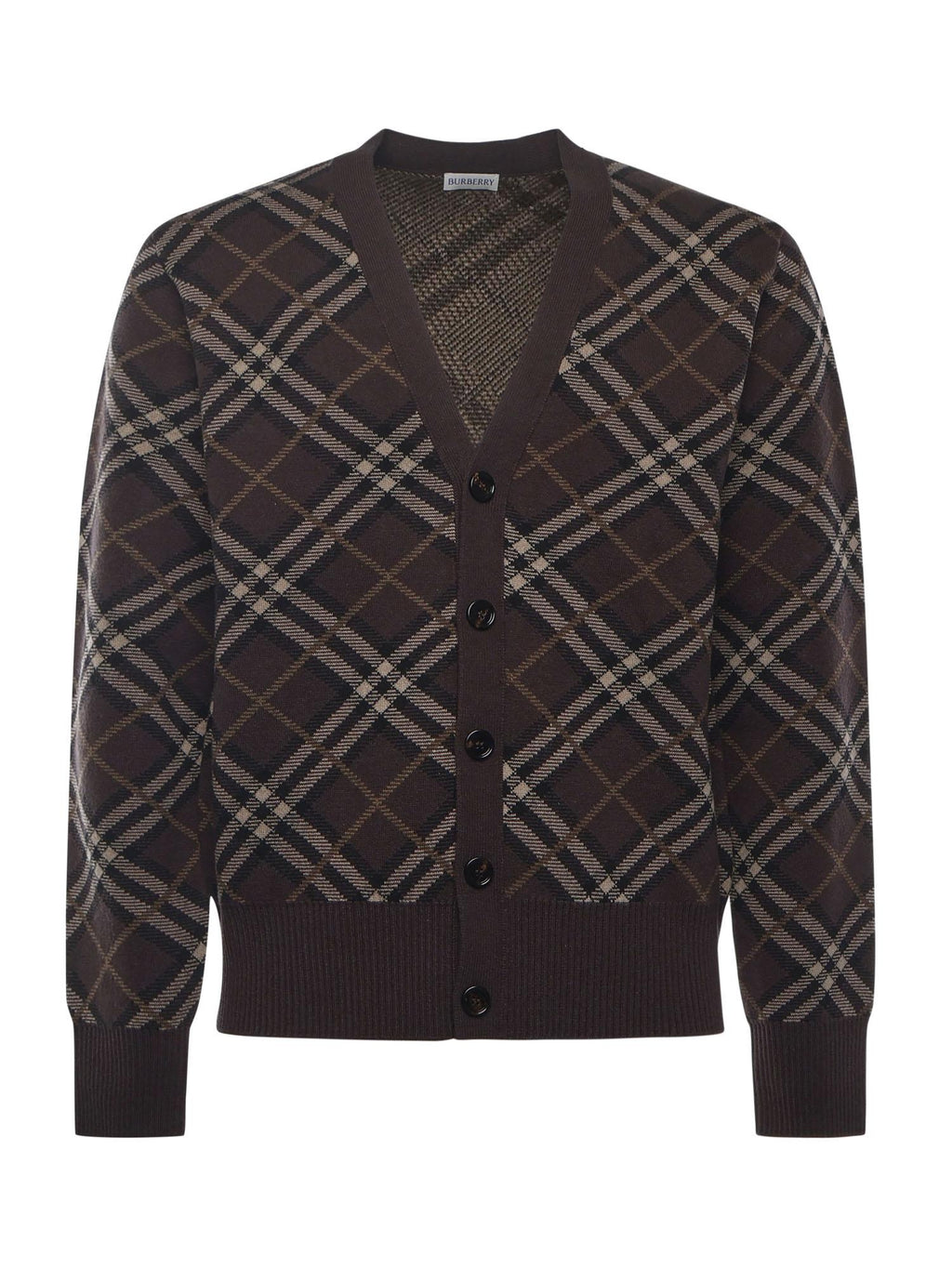 Cardigan In Lana E Cashmere Check Burberry оригінал – Купити в Україні – боковий вид