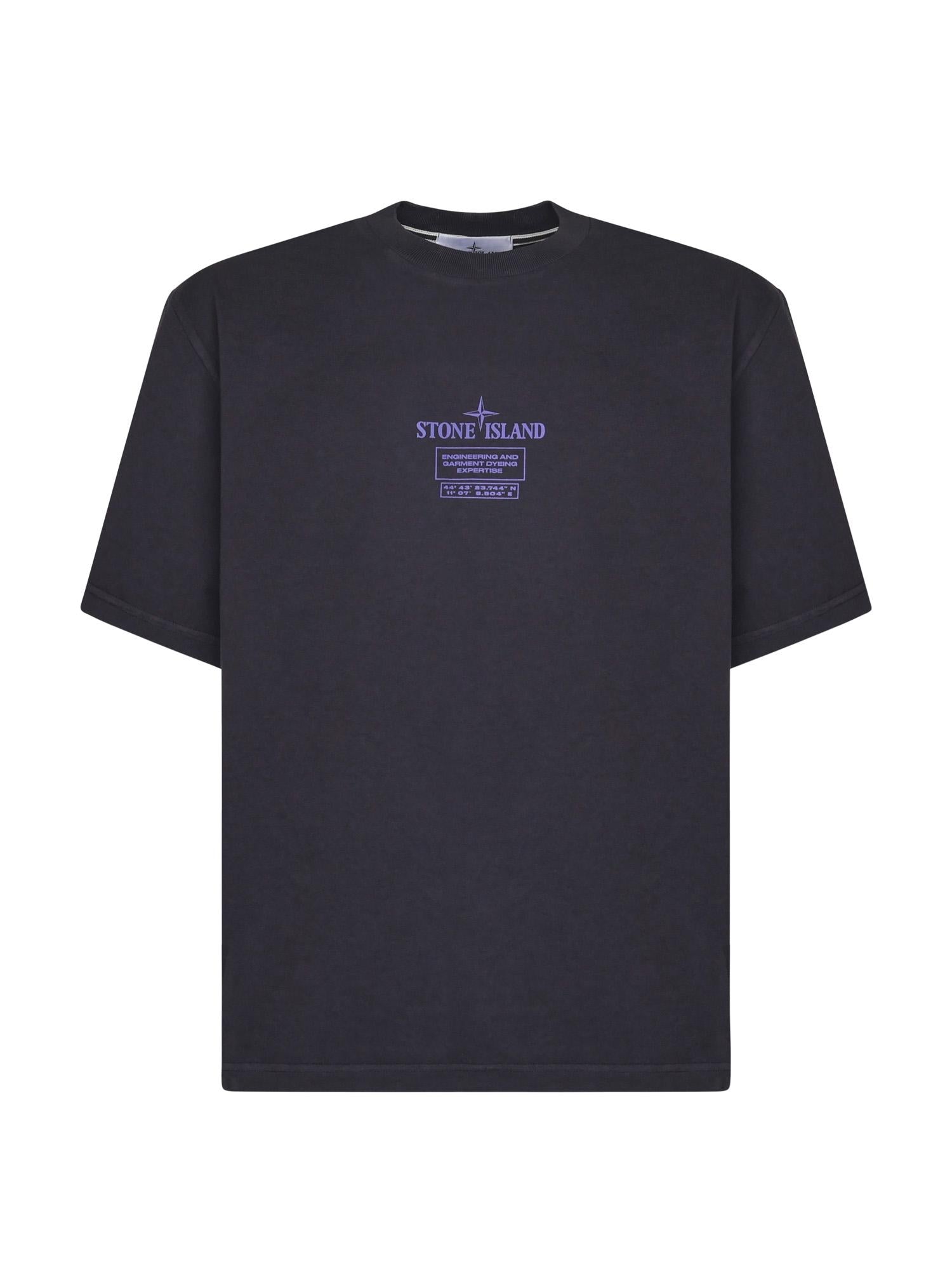 T-Shirt Con Con Stampa 02 Industrial Logos Stone island оригінал – Купити в Україні – боковий вид