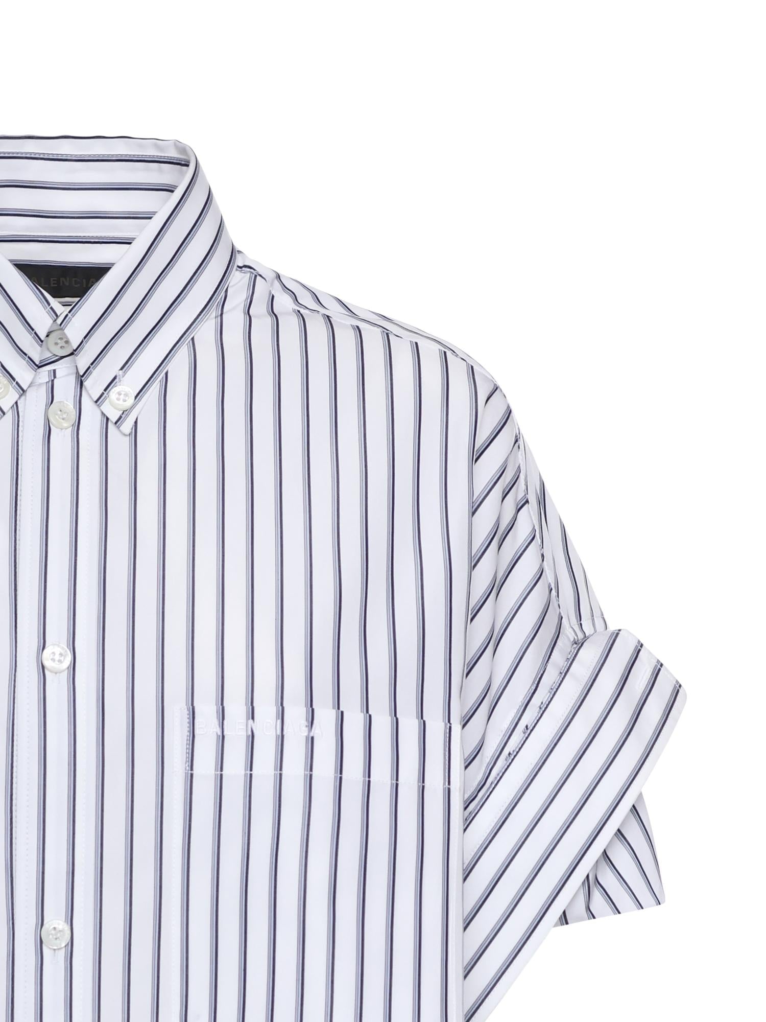 Camicia Con Maniche Con Risvolto In Popeline A Righe Balenciaga оригінал – Купити в Україні – вид ззаду