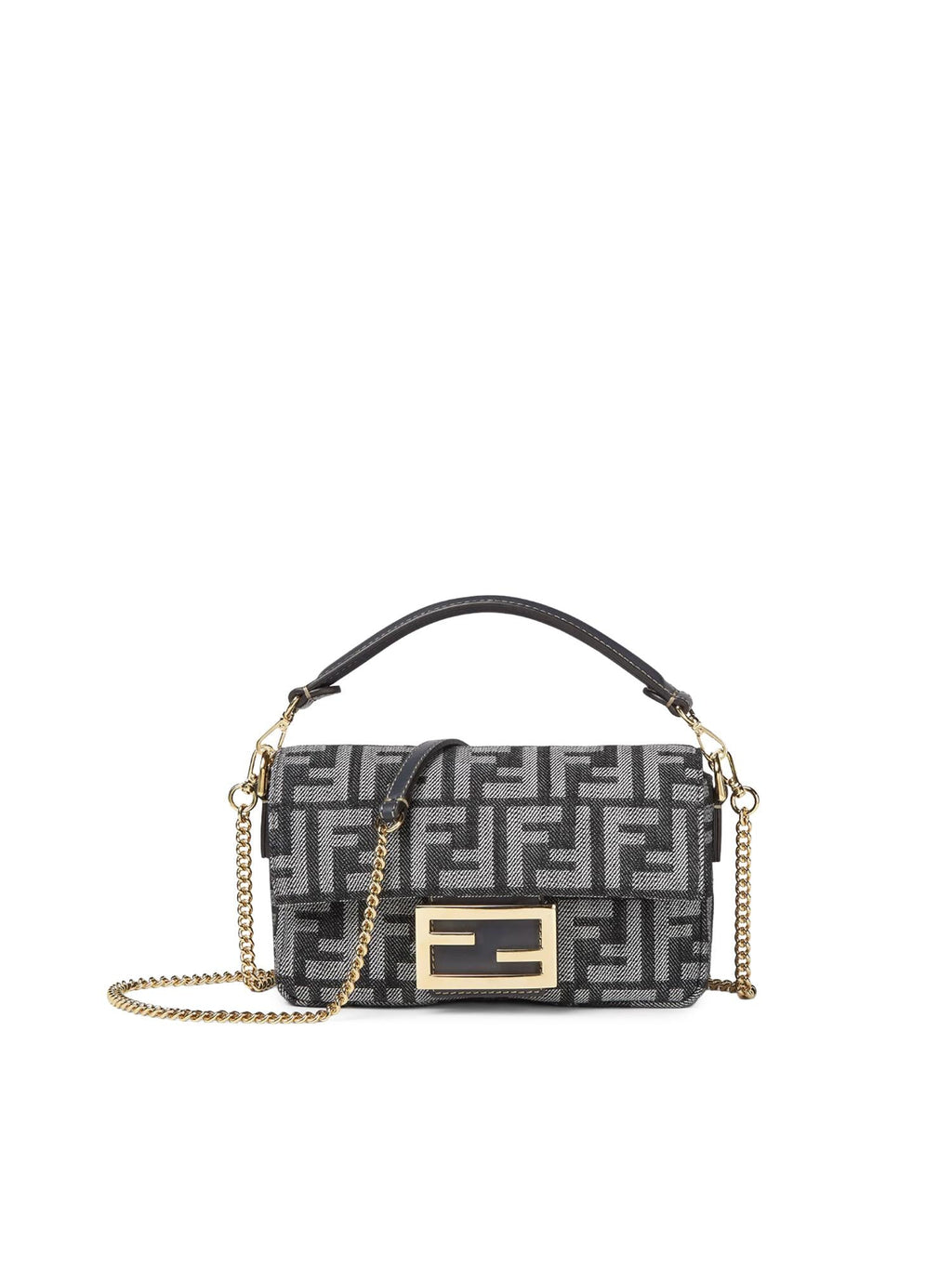 Borsa Baguette® Mini In Jacquard Ff Effetto Denim Fendi оригінал – Купити в Україні – боковий вид