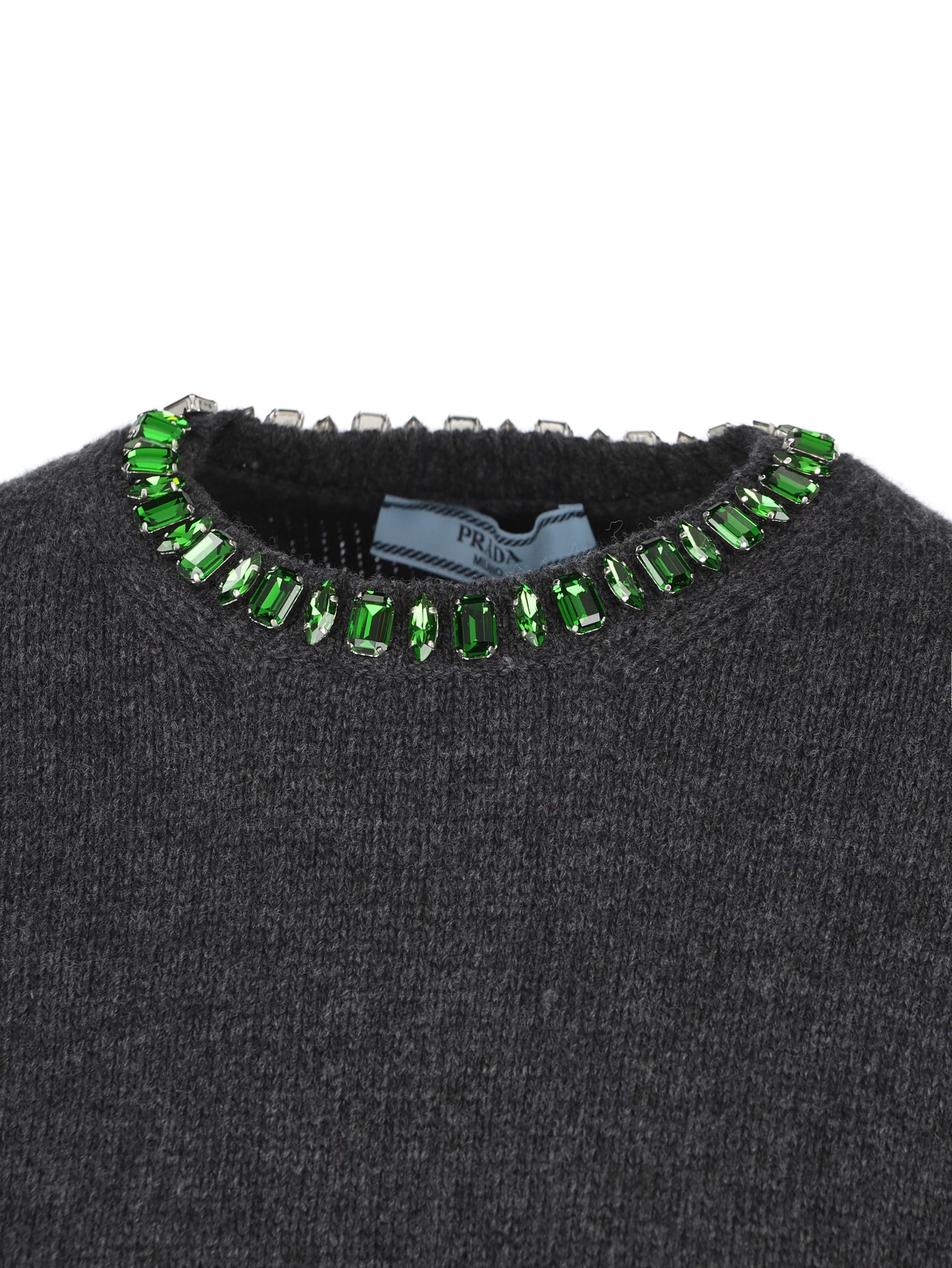Wool And Cashmere Crew Neck Sweater Prada – Гарантія оригінальності – детальний вид