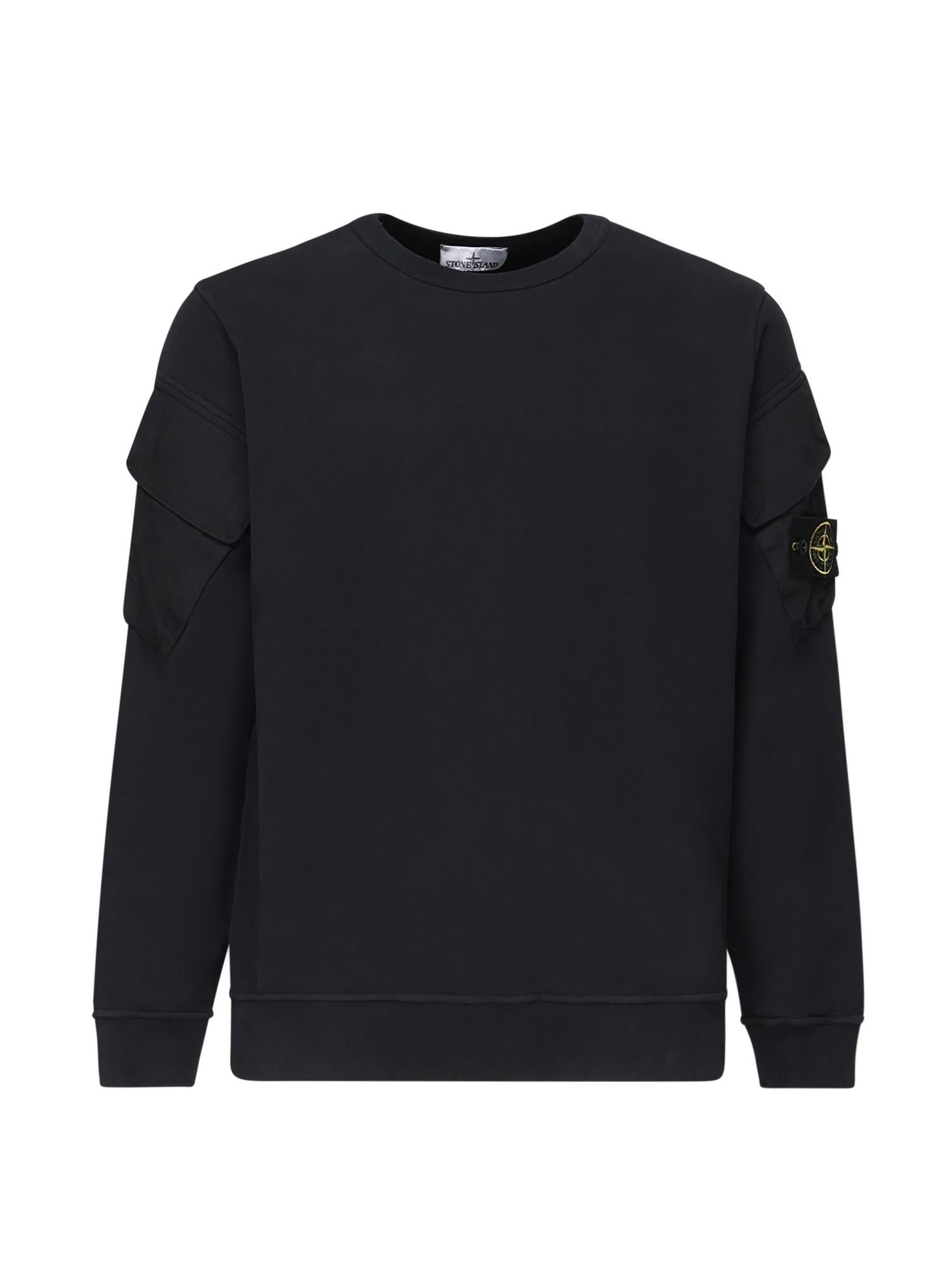 Felpa Girocollo Con Tasche Sulle Maniche Stone island – Гарантія оригінальності – боковий вид