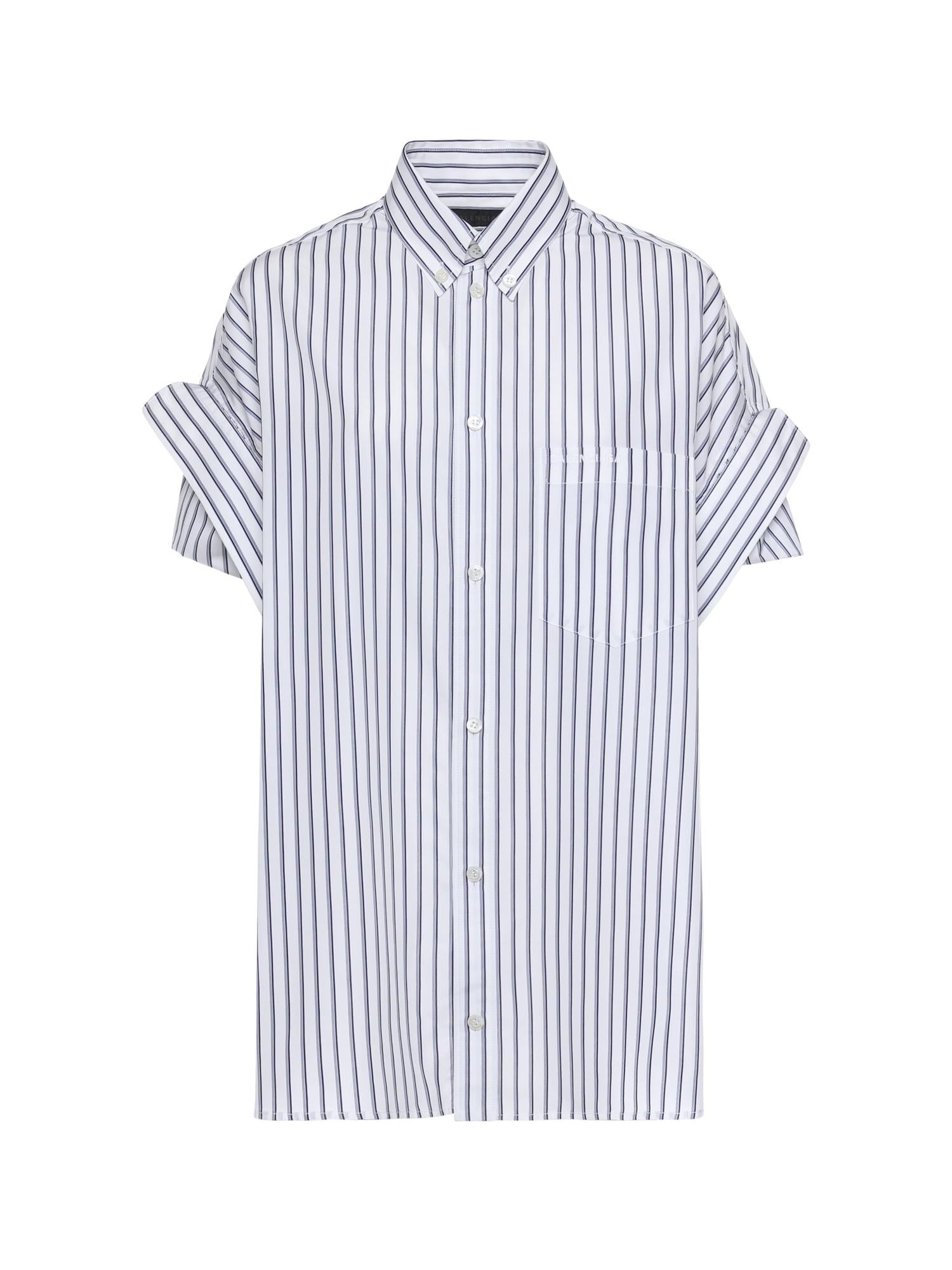 Camicia Con Maniche Con Risvolto In Popeline A Righe Balenciaga оригінал – Купити в Україні – боковий вид