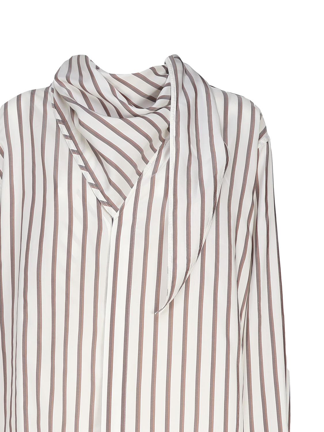 Оригінальна Camicia A Righe In Seta Con Collo Foulard Bottega veneta – вид ззаду
