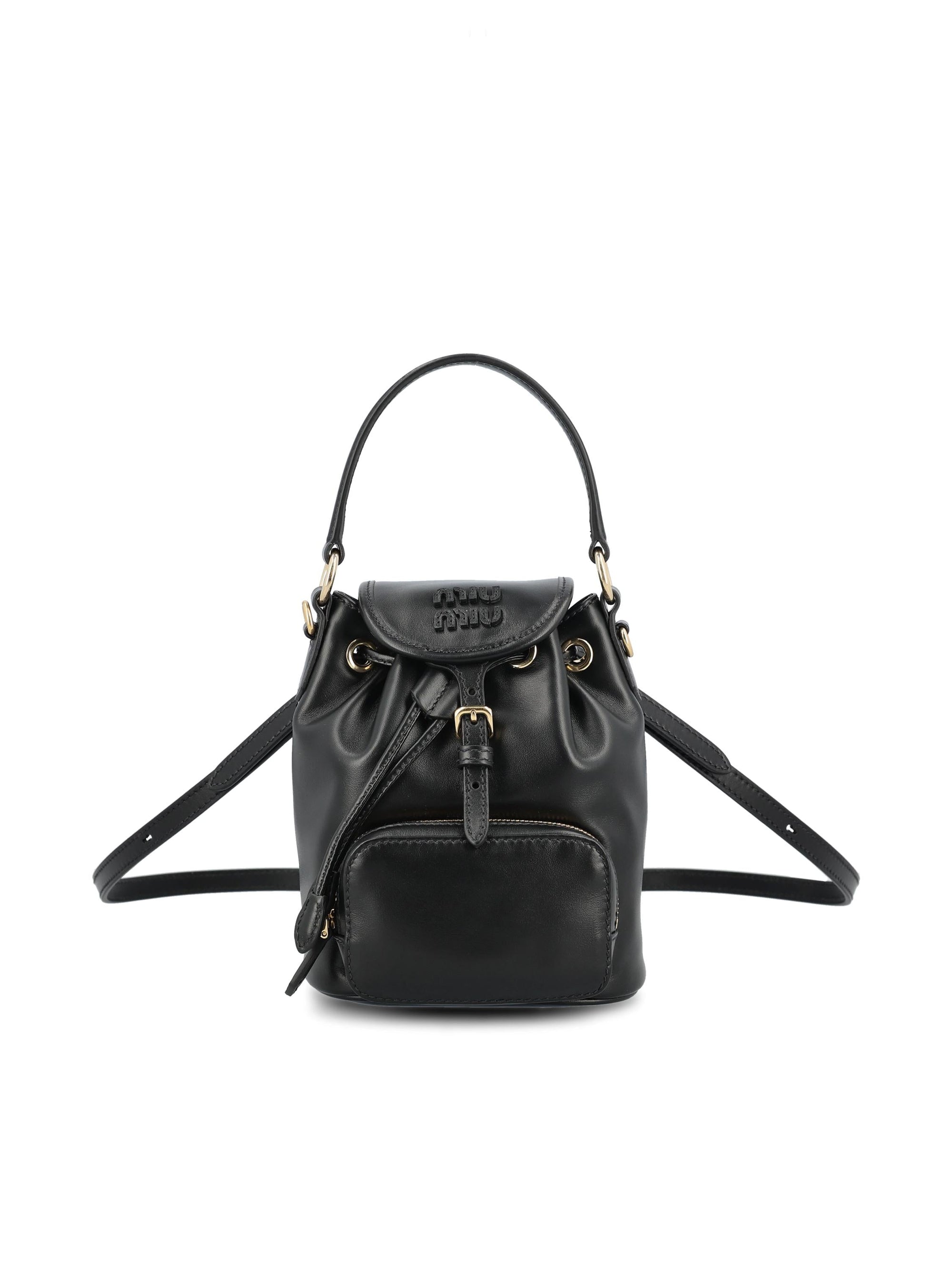 Mini Leather Backpack Miu miu – Гарантія оригінальності – боковий вид
