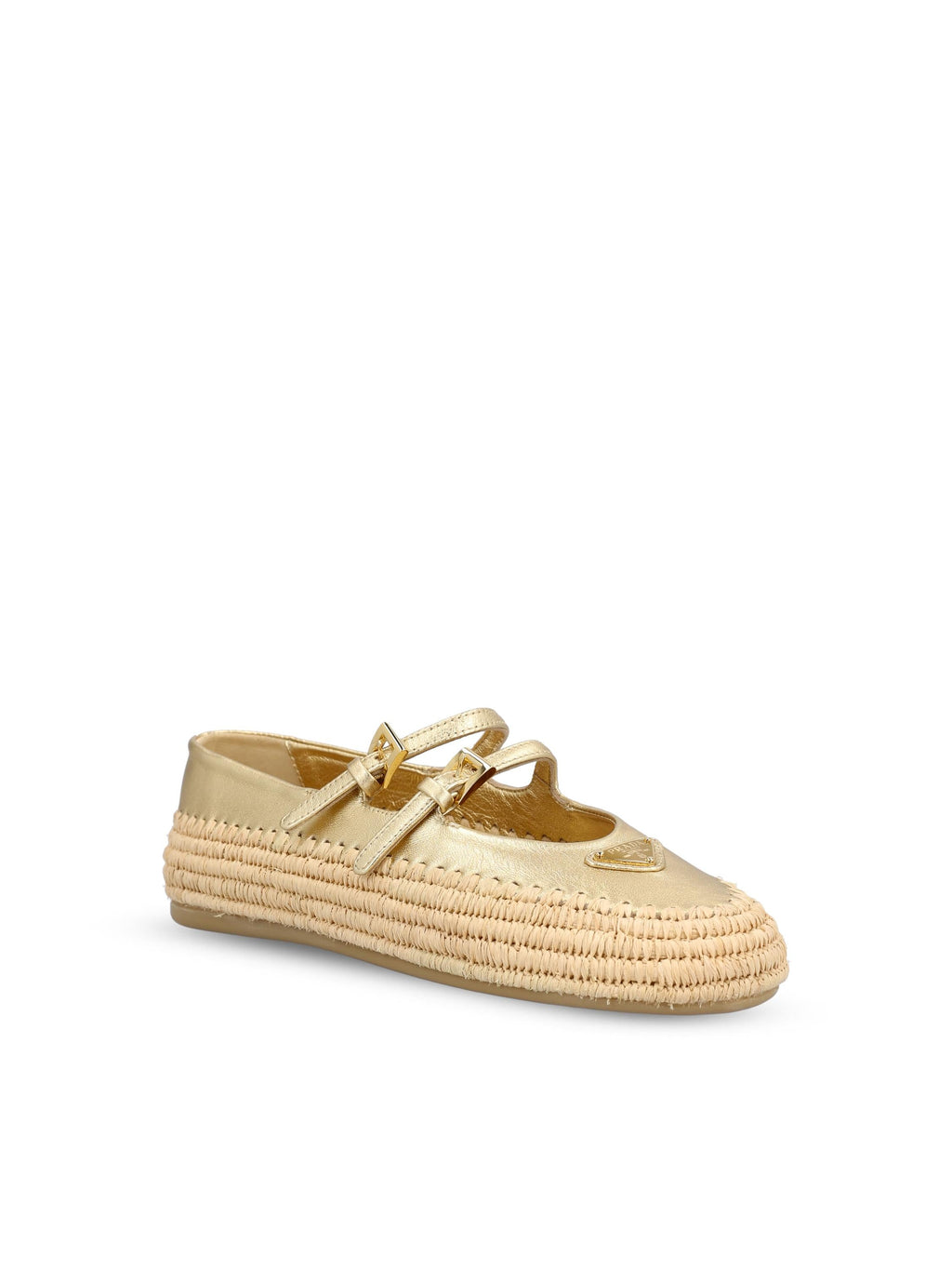 Leather And Raffia Ballerinas Prada – Гарантія оригінальності – вид ззаду