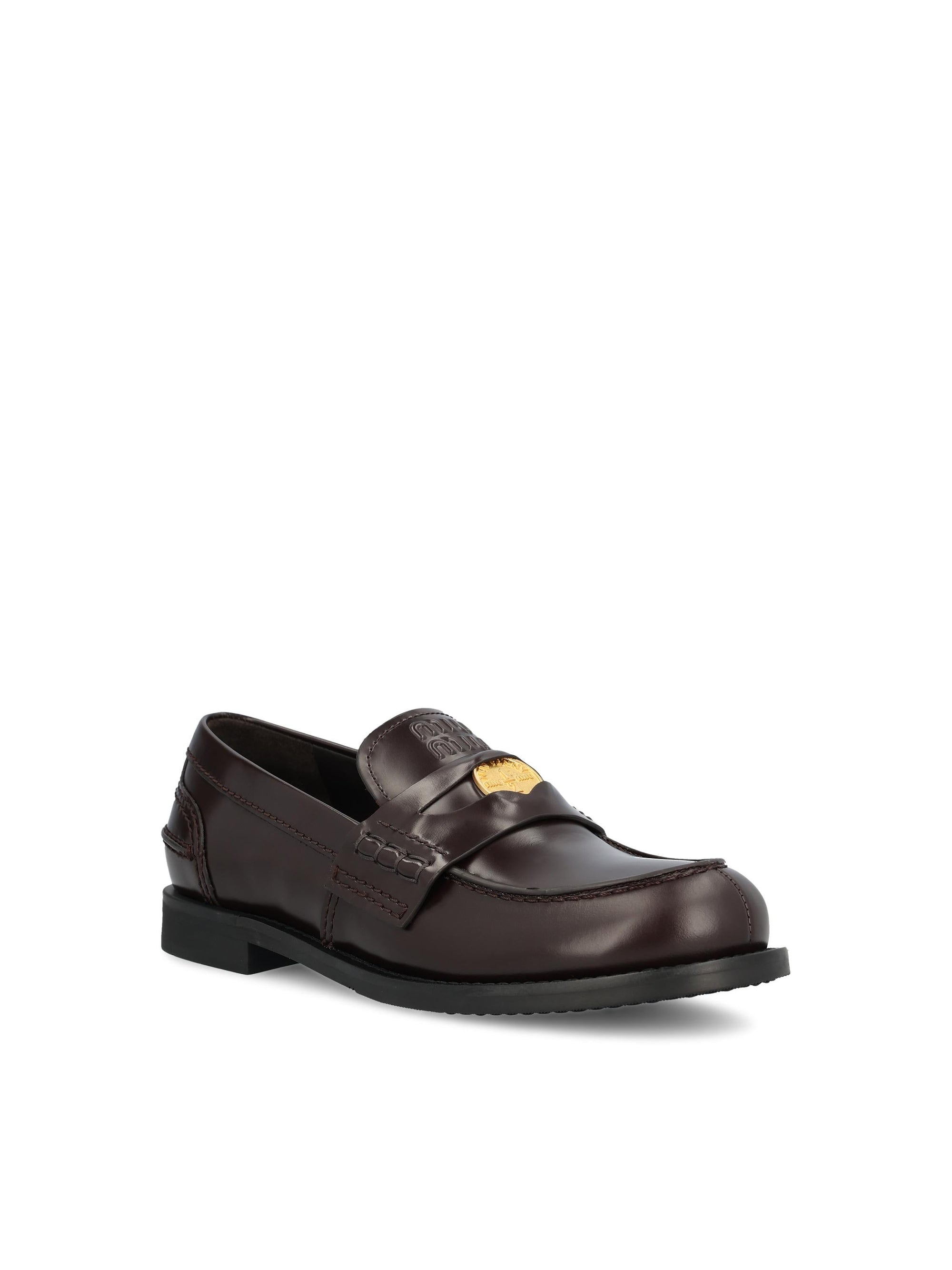 Leather Loafers In Burnished Finish Miu miu оригінал – Купити в Україні – вид ззаду