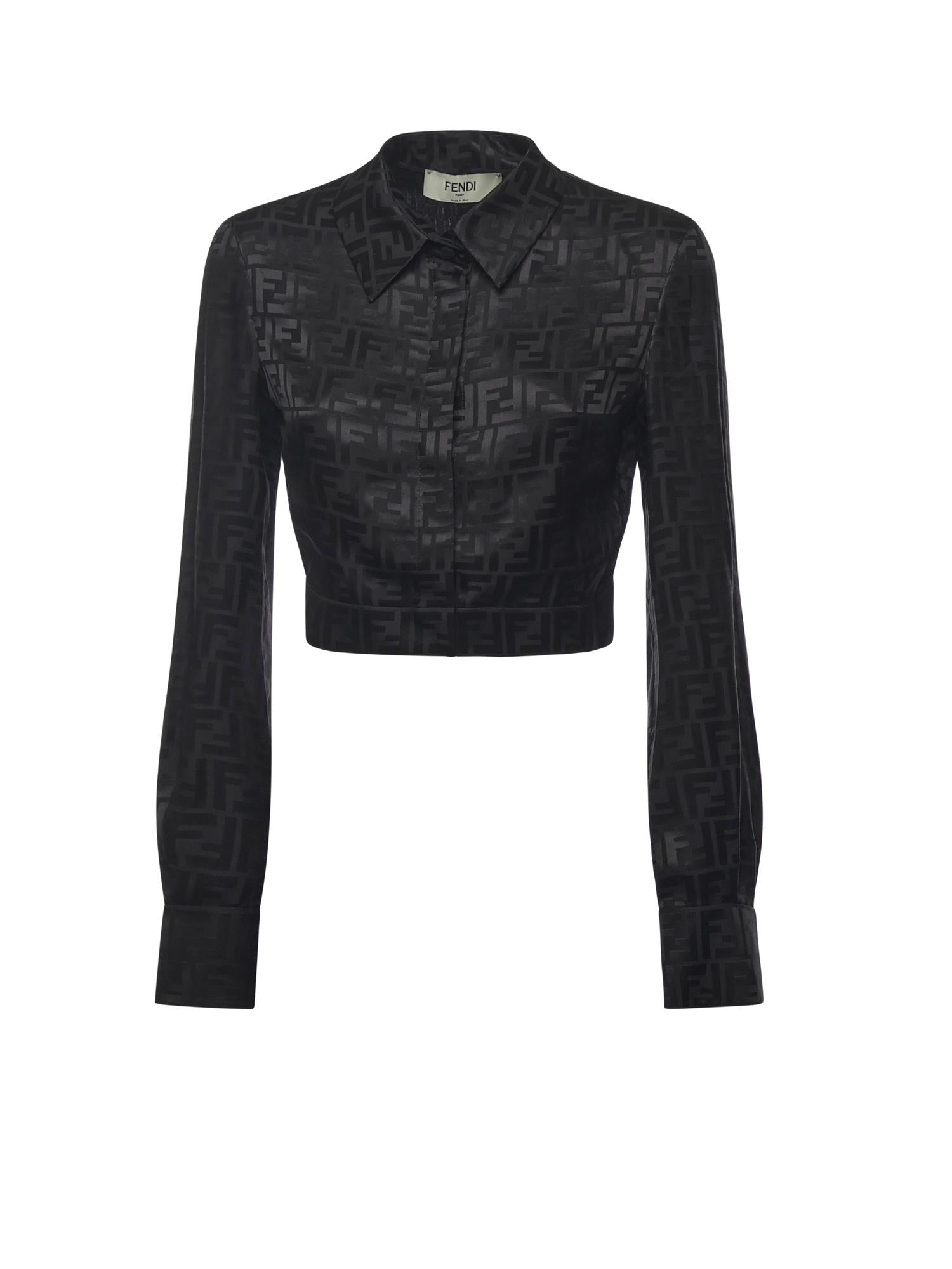 Оригінальна Camicia Cropped In Seta Ff Jacquard Fendi – боковий вид