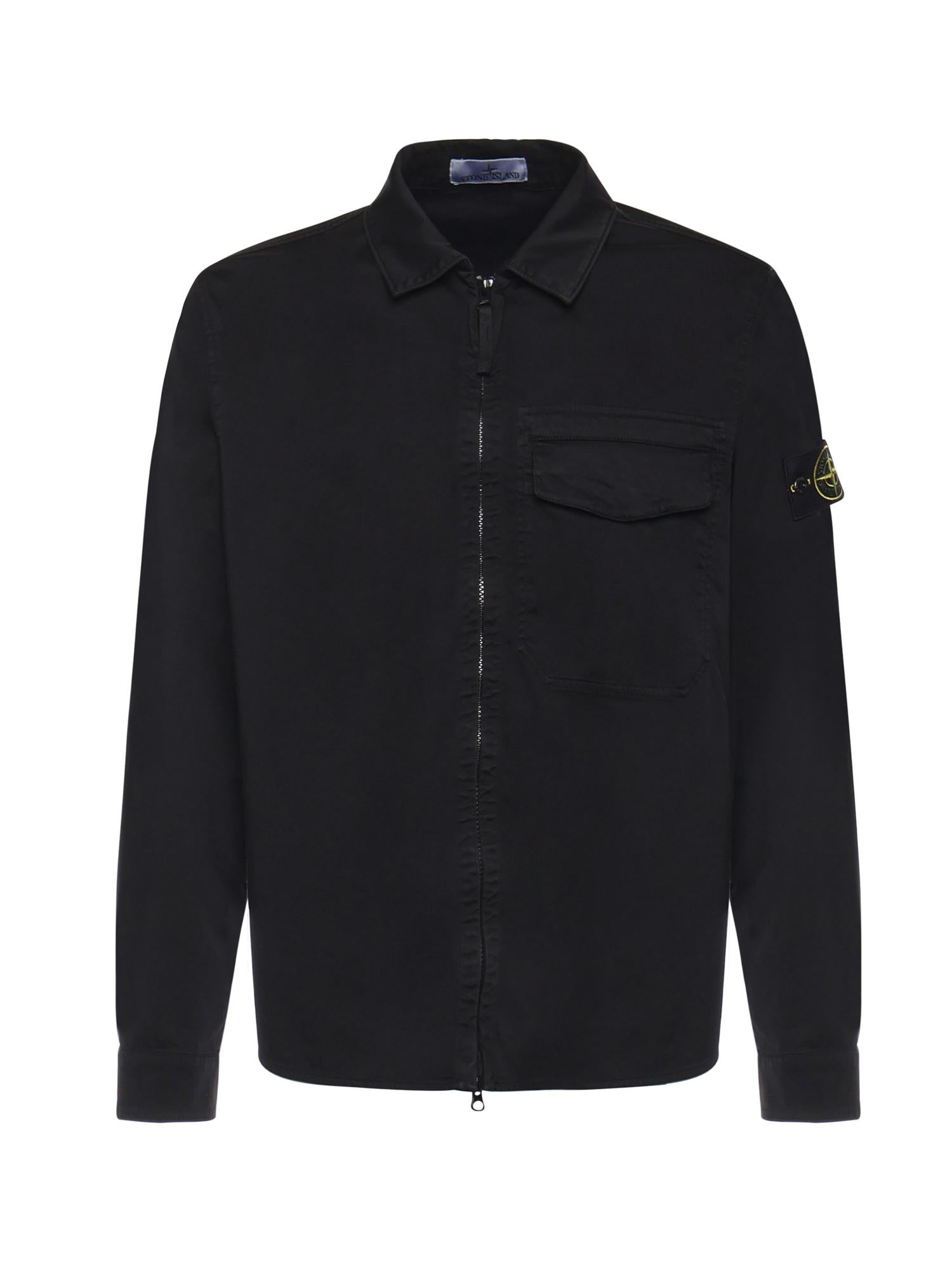 Overshirt In Raso DI Cotone Con Logo Stone island оригінал – Купити в Україні – боковий вид