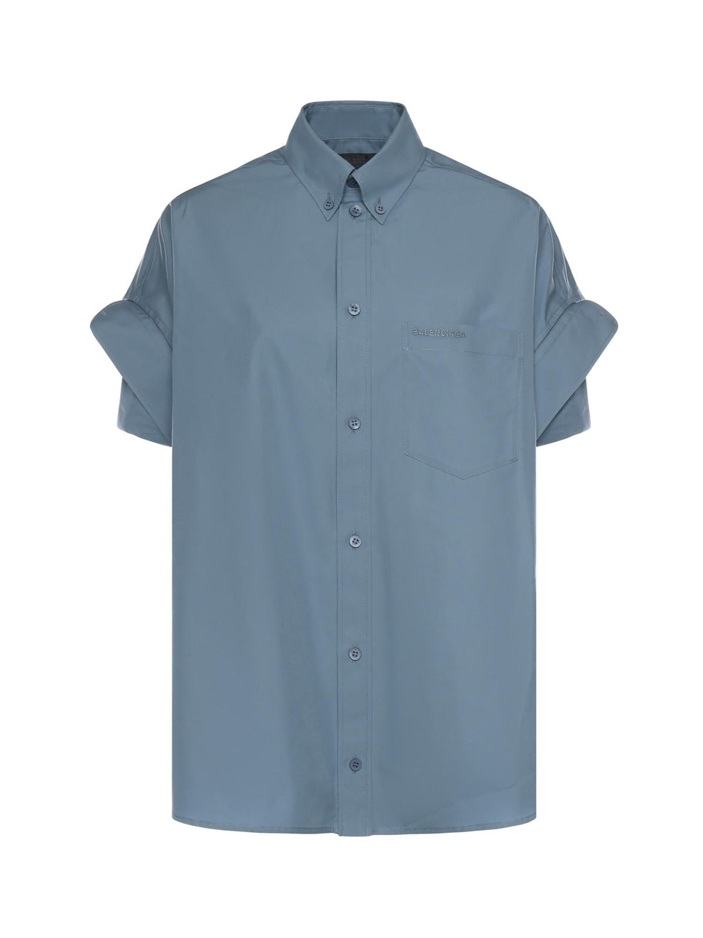 Оригінальна Camicia Con Maniche Con Risvolto In Popeline DI Cotone Balenciaga – боковий вид