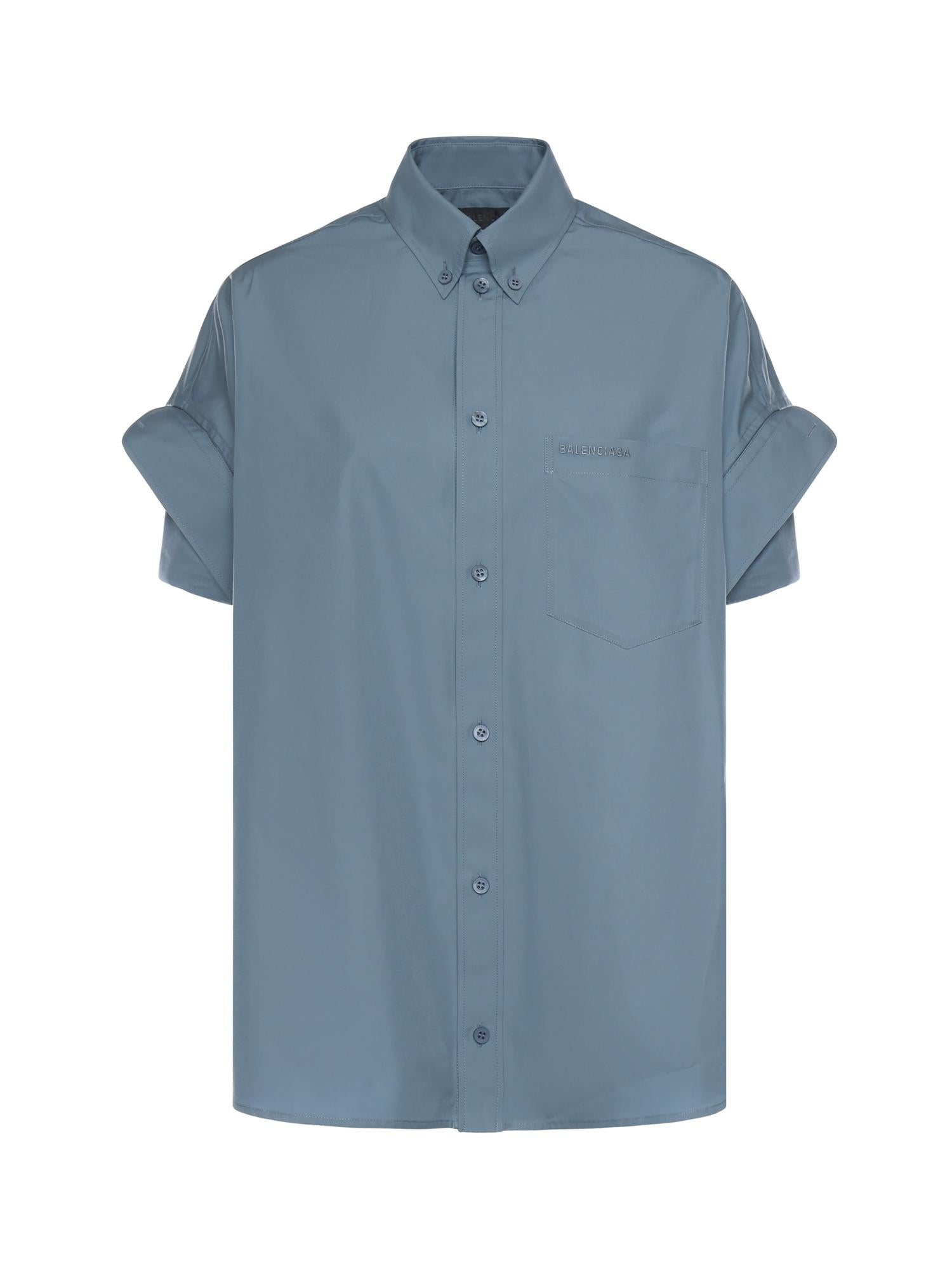 Оригінальна Camicia Con Maniche Con Risvolto In Popeline DI Cotone Balenciaga – боковий вид
