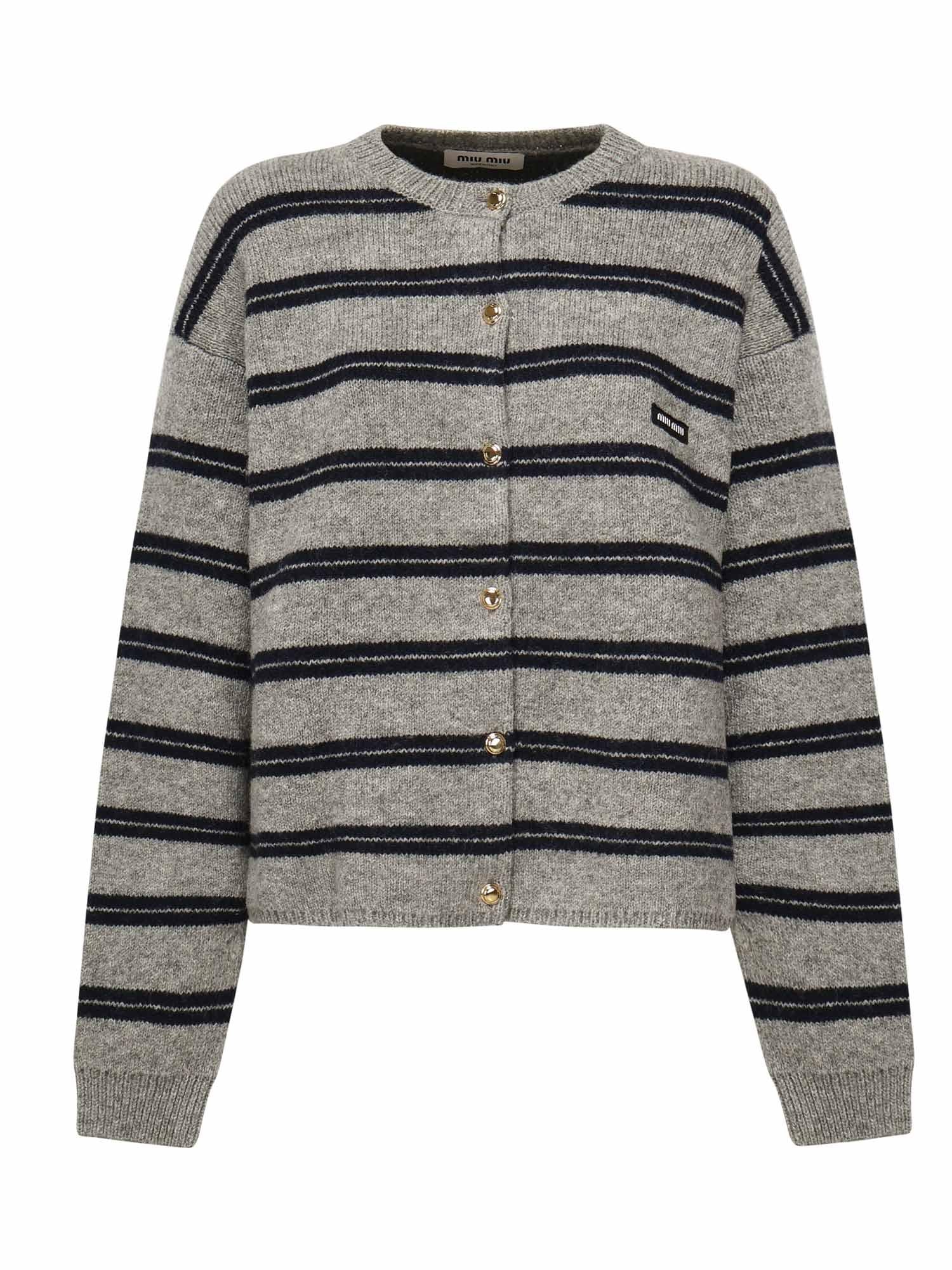 Cardigan In Maglia Shetland Miu miu – Гарантія оригінальності – боковий вид