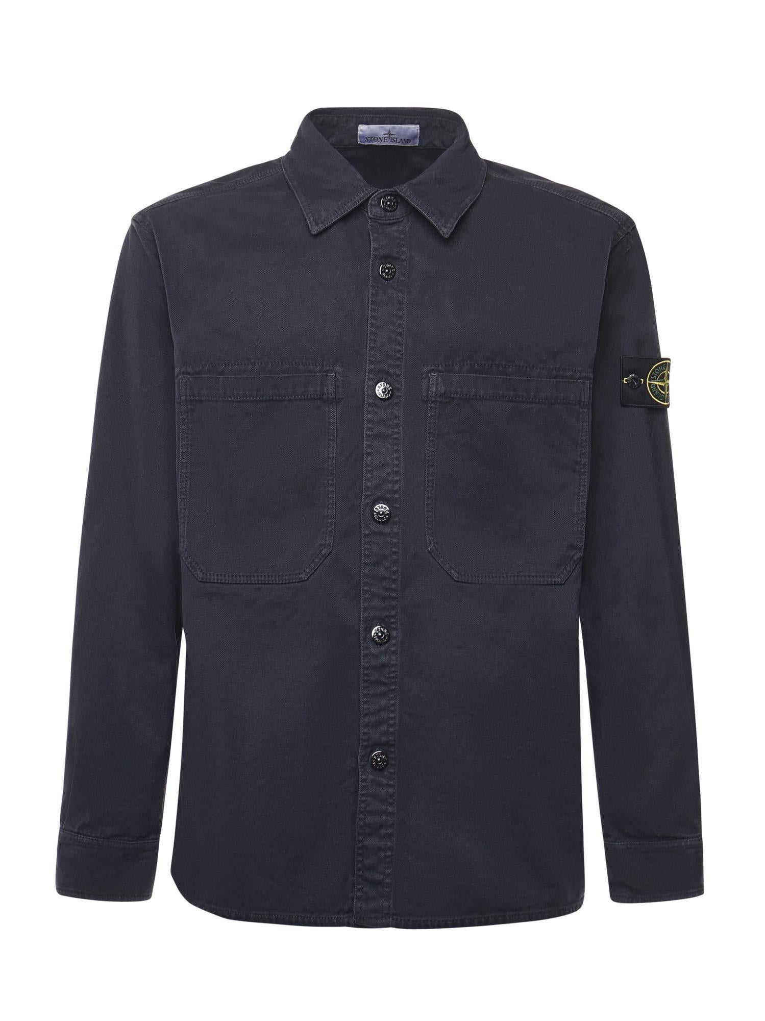 Оригінальна Overshirt In Cotone Biologico Con Logo Stone island – боковий вид