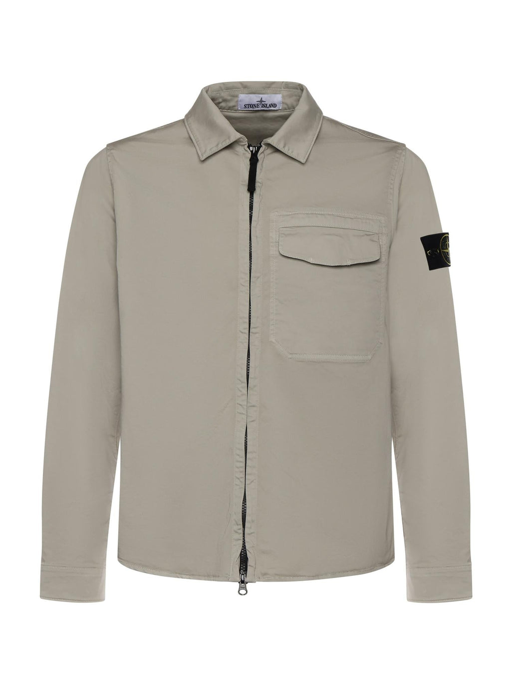 Overshirt In Raso DI Cotone Con Logo Stone island оригінал – Купити в Україні – боковий вид