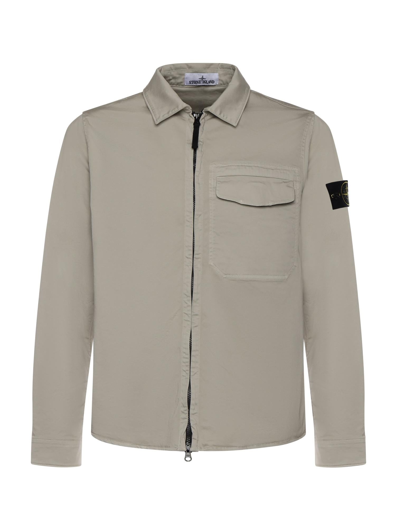 Overshirt In Raso DI Cotone Con Logo Stone island оригінал – Купити в Україні – боковий вид