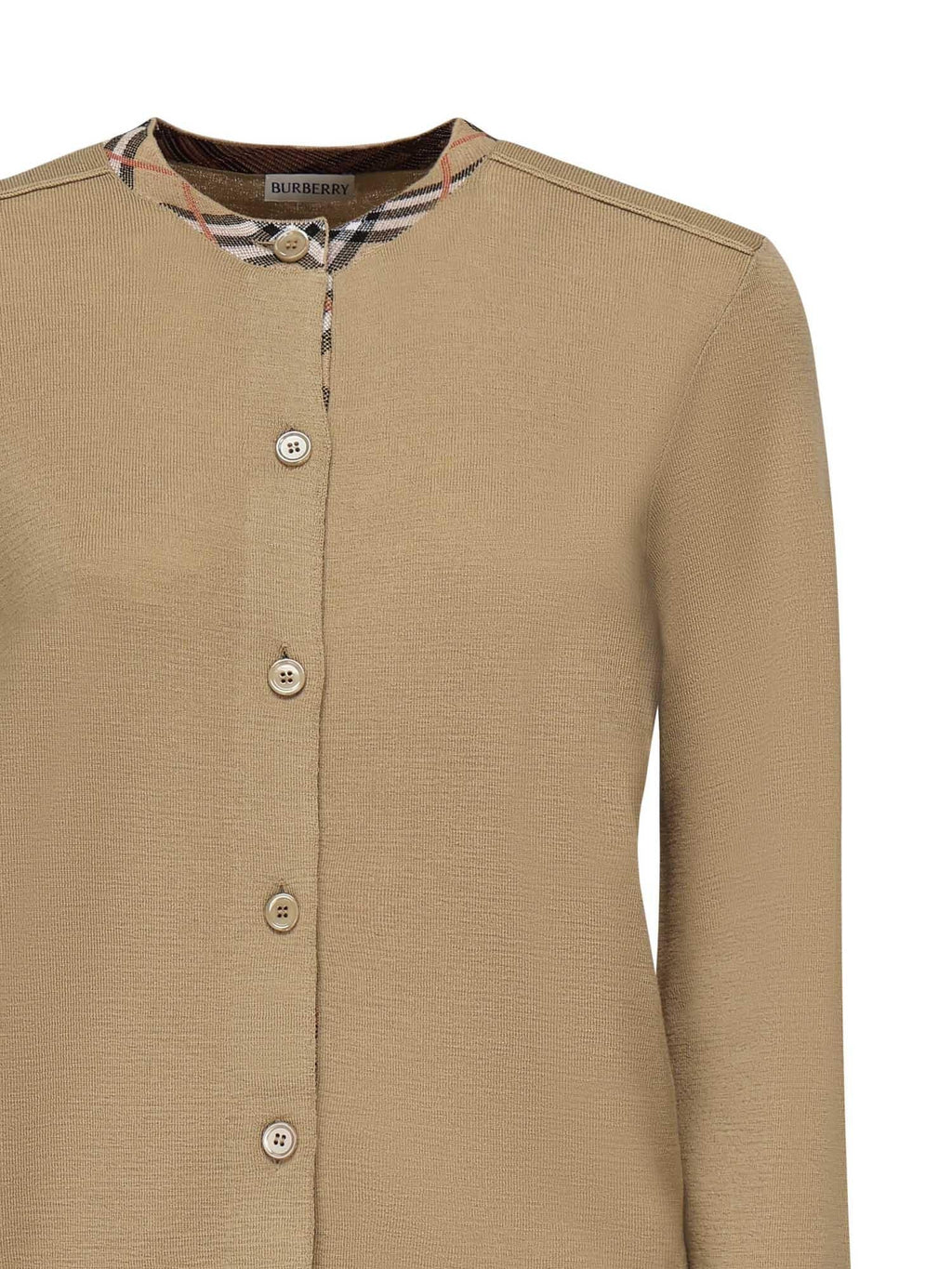 Cardigan In Lana Con Finiture Check Burberry оригінал – Купити в Україні – вид ззаду