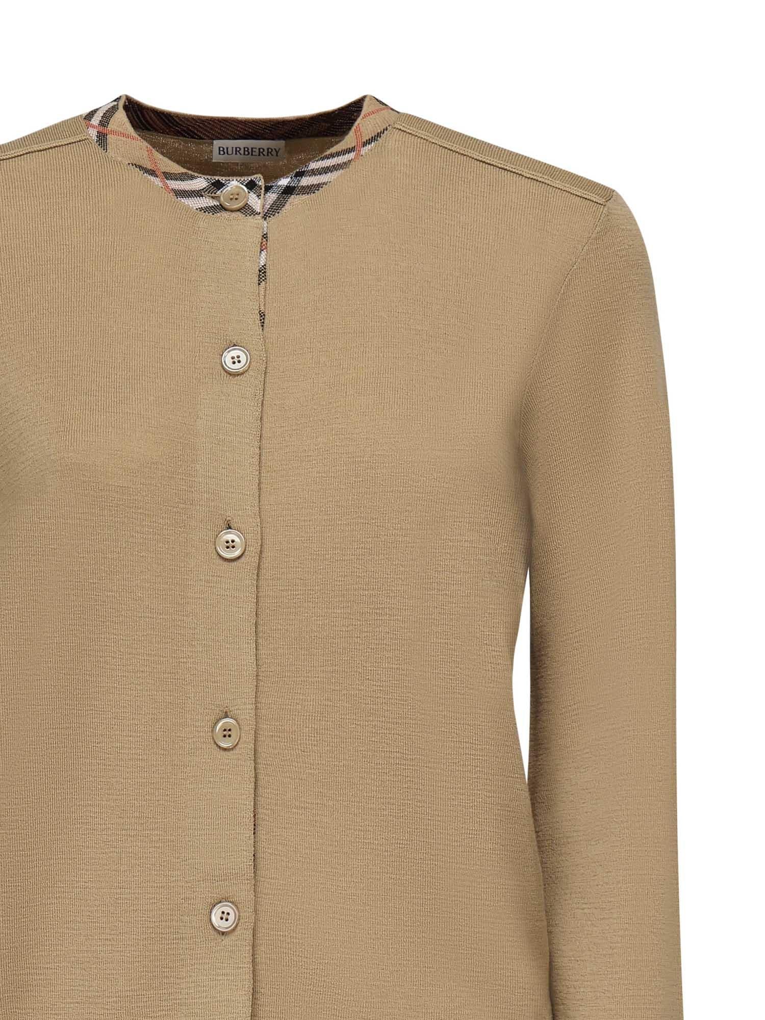 Cardigan In Lana Con Finiture Check Burberry оригінал – Купити в Україні – вид ззаду