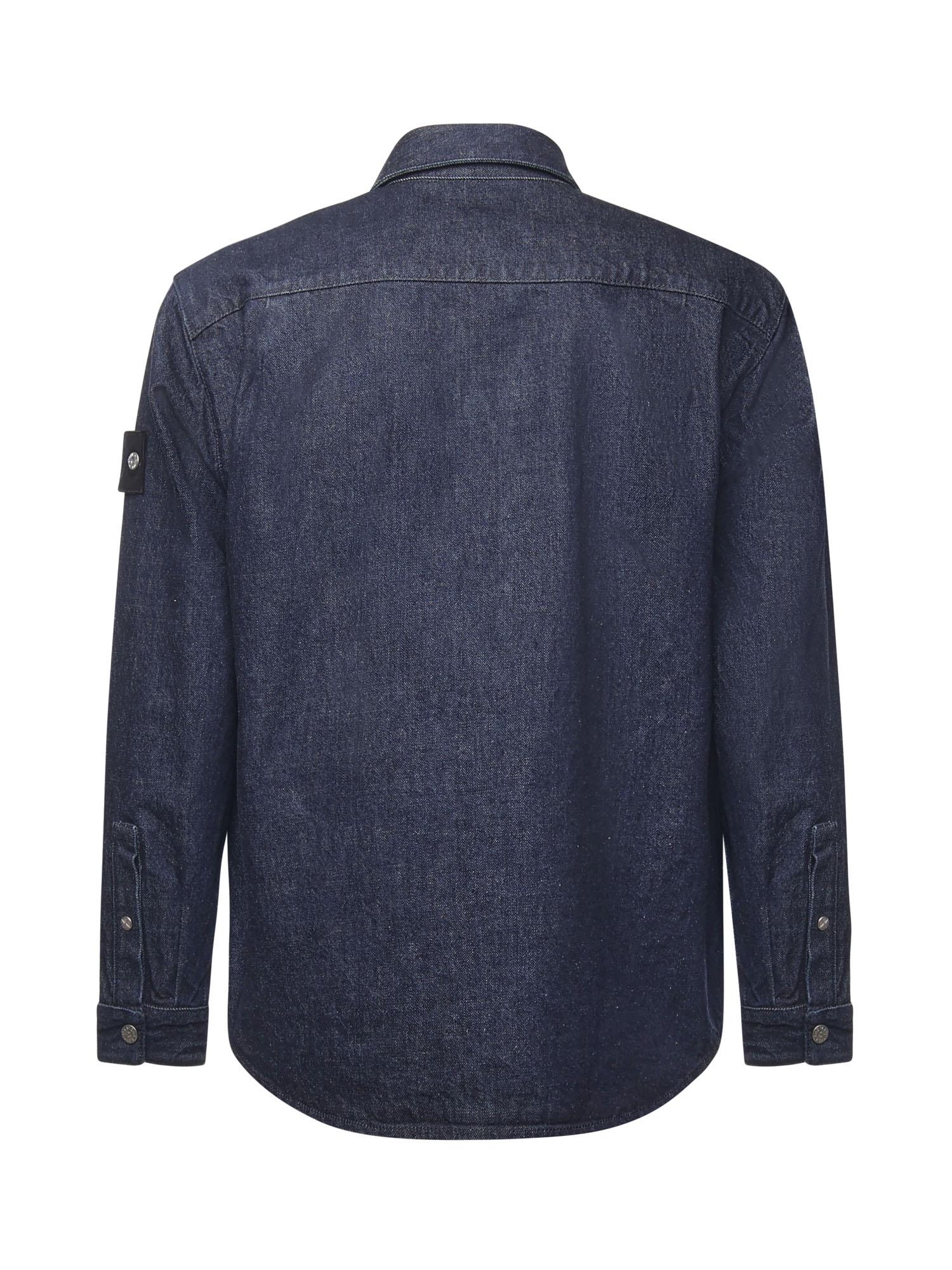 Overshirt In Denim Con Logo Stone island – Гарантія оригінальності – детальний вид