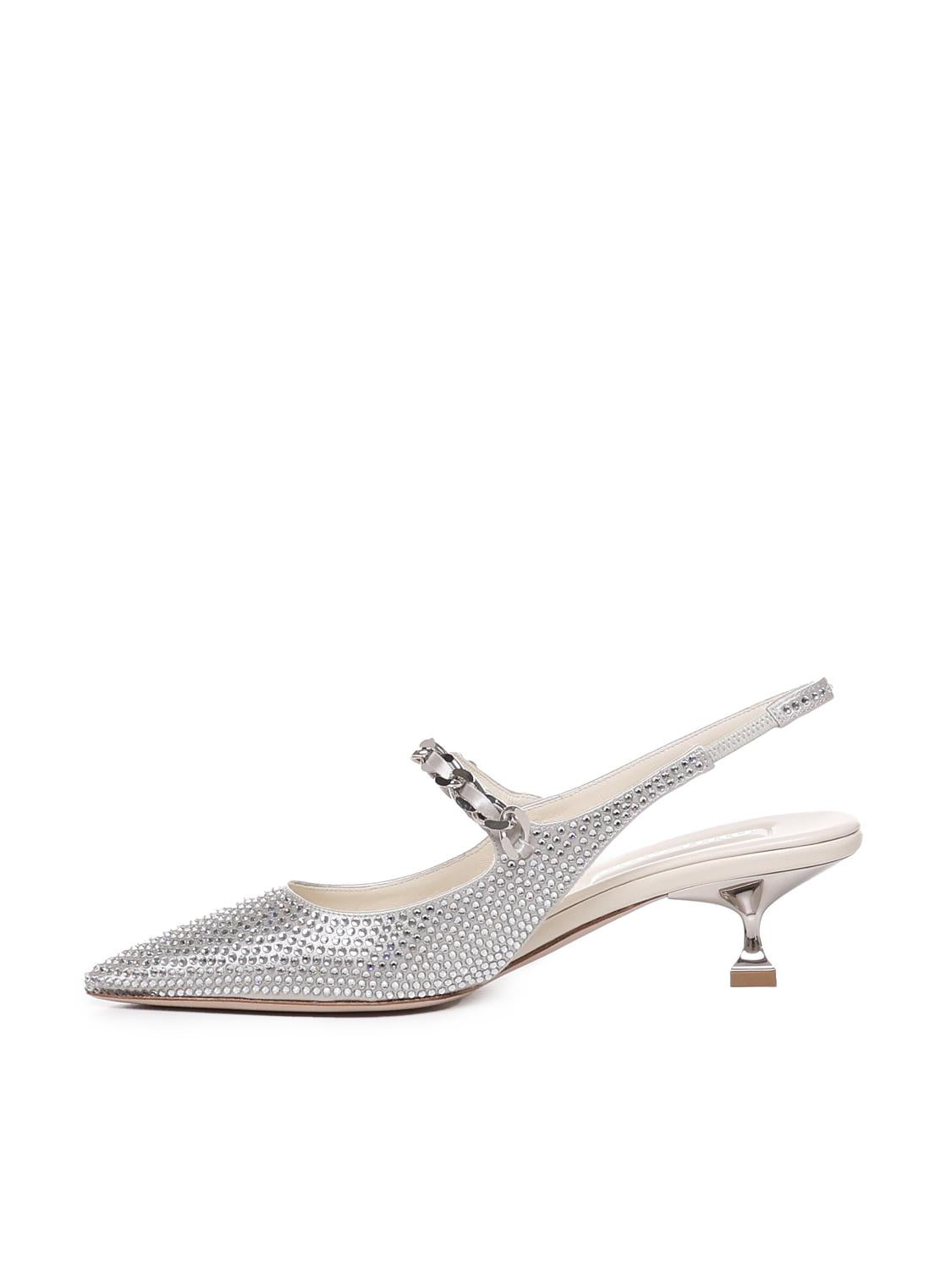 Slingback In Misto Seta Con Applicazioni Miu miu – Гарантія оригінальності – збільшений вид