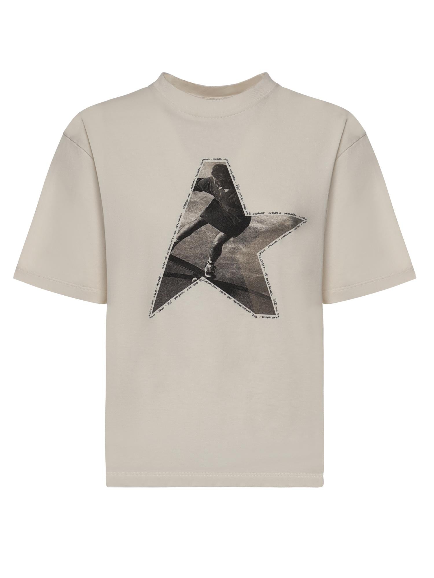 Оригінальна T-Shirt Con Stampa In Cotone Golden goose – боковий вид