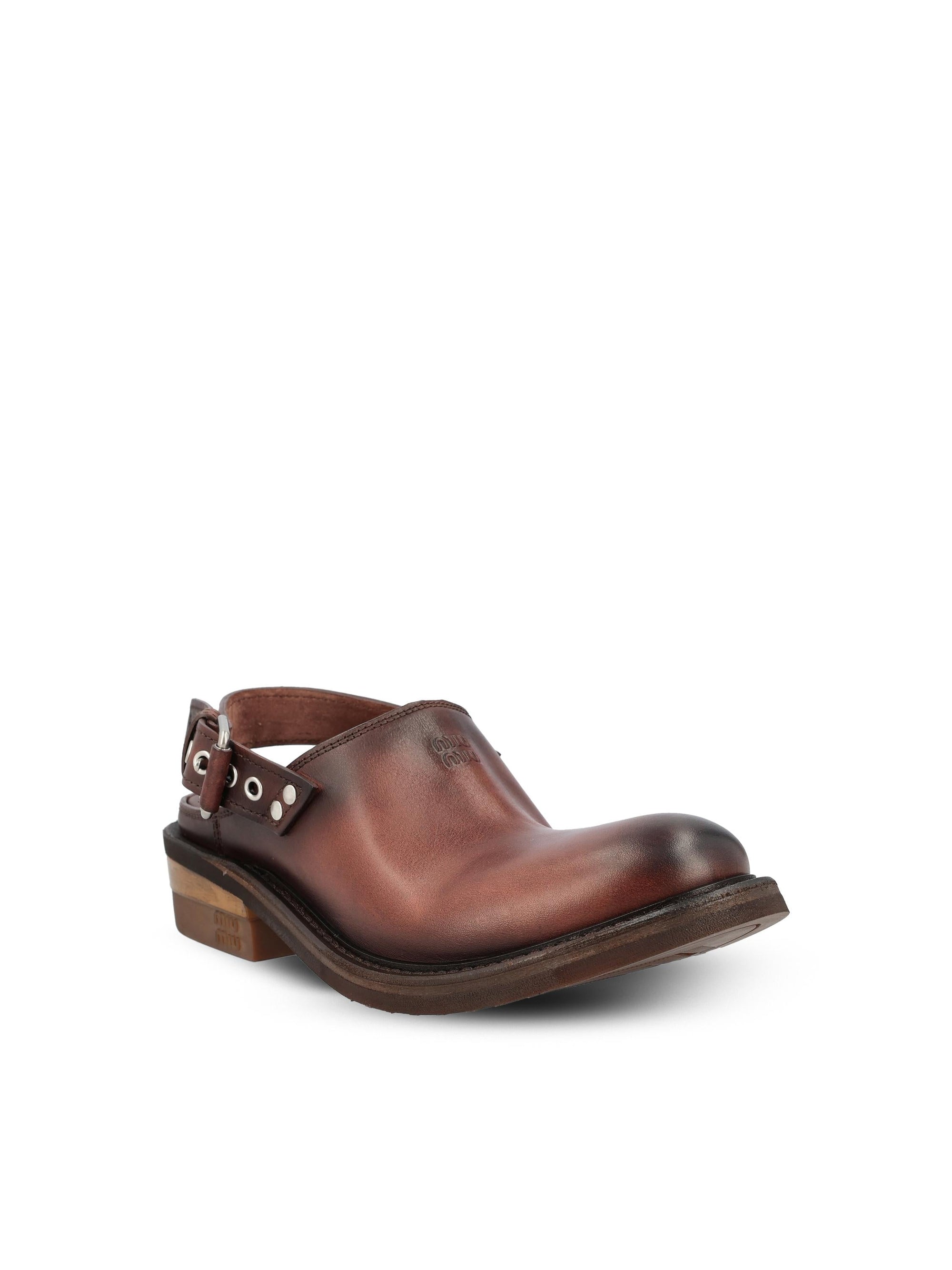 Foule Leather Mules Miu miu – Гарантія оригінальності – боковий вид