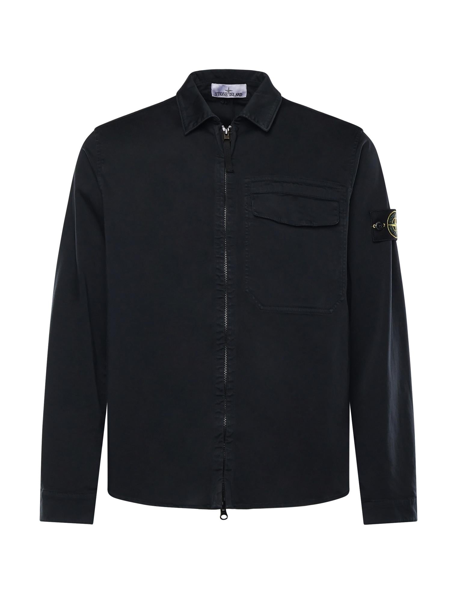 Overshirt In Raso DI Cotone Con Logo Stone island оригінал – Купити в Україні – боковий вид