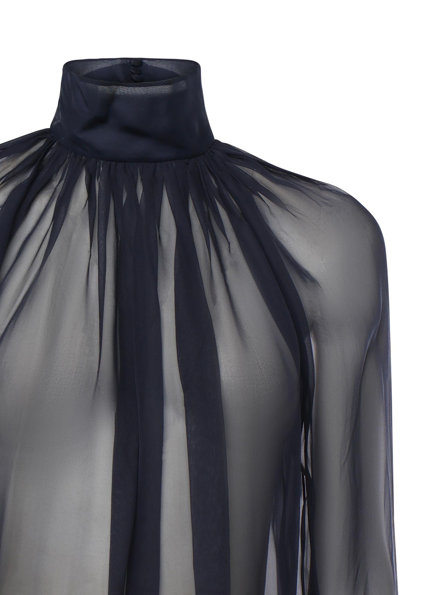 Оригінальна Camicetta A Collo Alto In Mussola DI Seta Saint laurent – вид ззаду