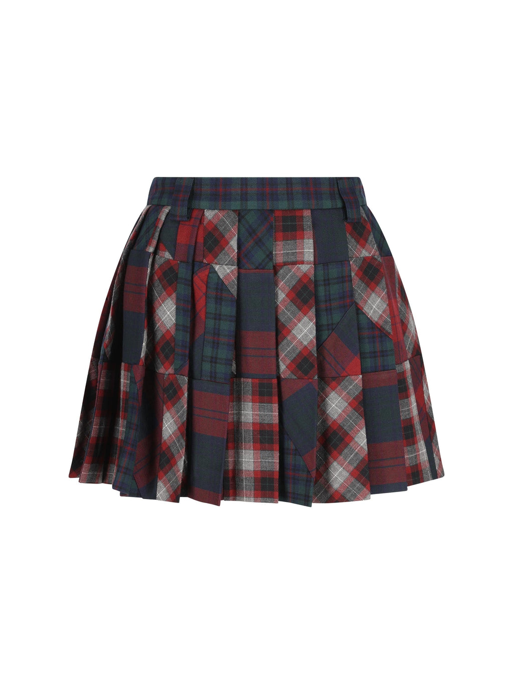 Pleated Mini Skirt In Tartan Patchwork Miu miu оригінал – Купити в Україні – боковий вид