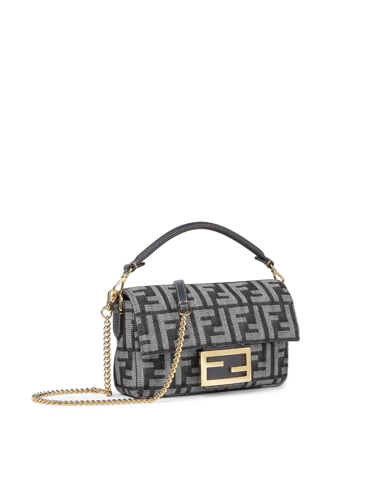 Borsa Baguette® Mini In Jacquard Ff Effetto Denim Fendi оригінал – Купити в Україні – вид ззаду