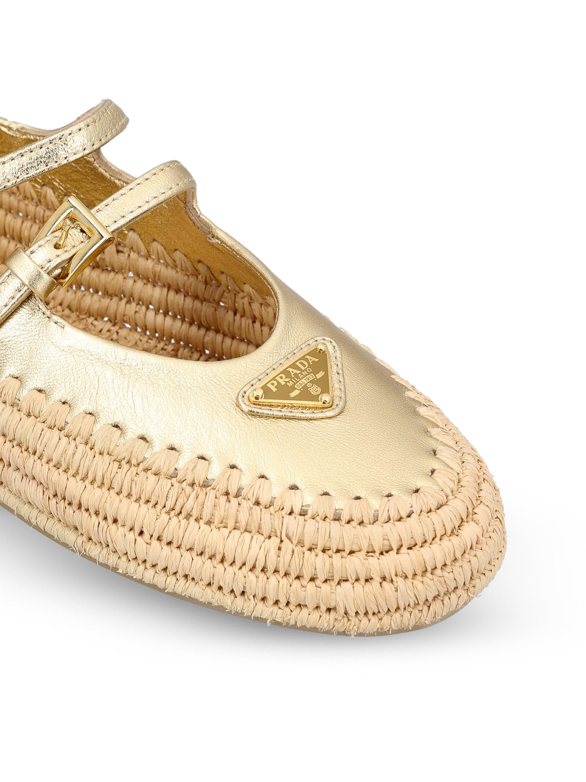 Leather And Raffia Ballerinas Prada – Гарантія оригінальності – збільшений вид