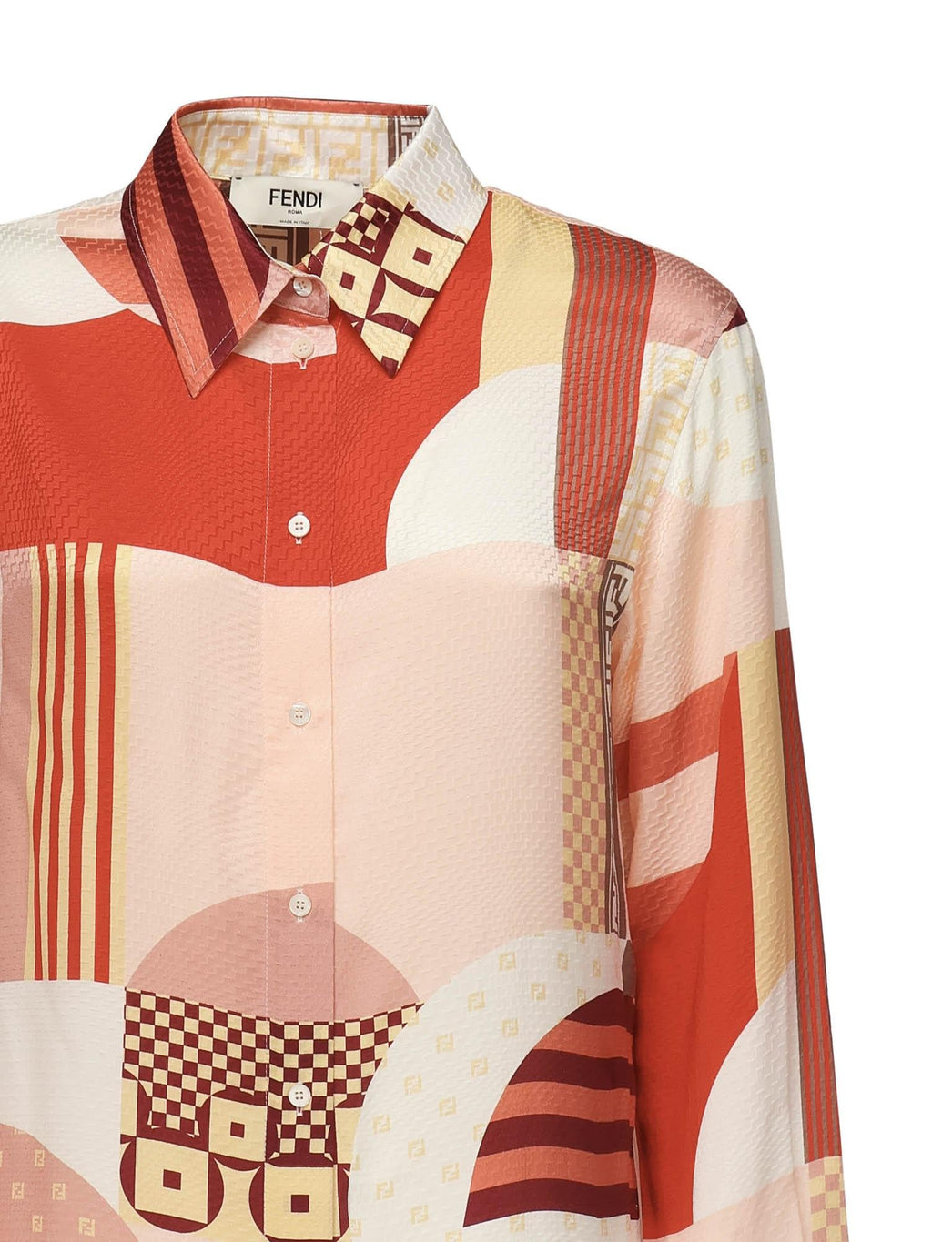 Camicia In Seta Con Stampa Patchwork Fendi оригінал – Купити в Україні – вид ззаду