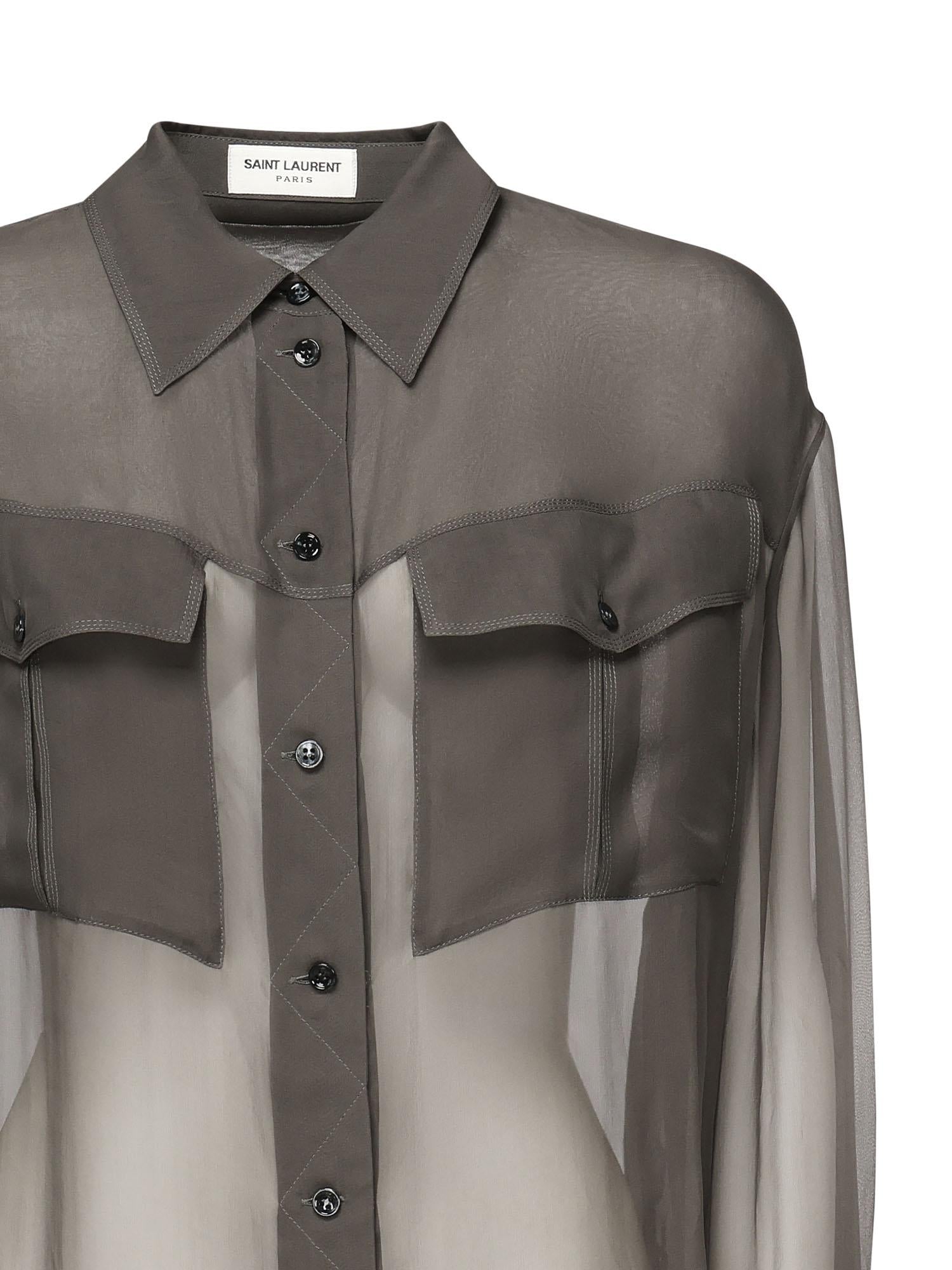 Camicia In Chiffon Trasparente Saint laurent оригінал – Купити в Україні – вид ззаду