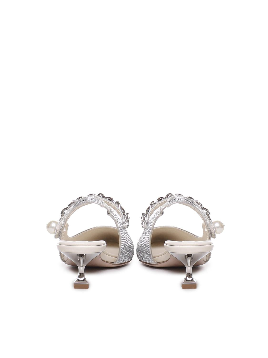 Slingback In Misto Seta Con Applicazioni Miu miu – Гарантія оригінальності – детальний вид