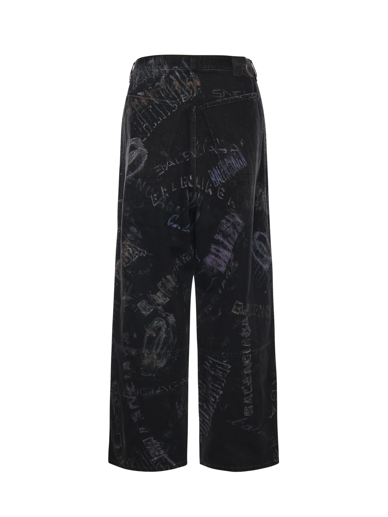 Pantaloni Baggy Minimal In Denim DI Cotone Washed Crayon Allover Balenciaga оригінал – Купити в Україні – детальний вид