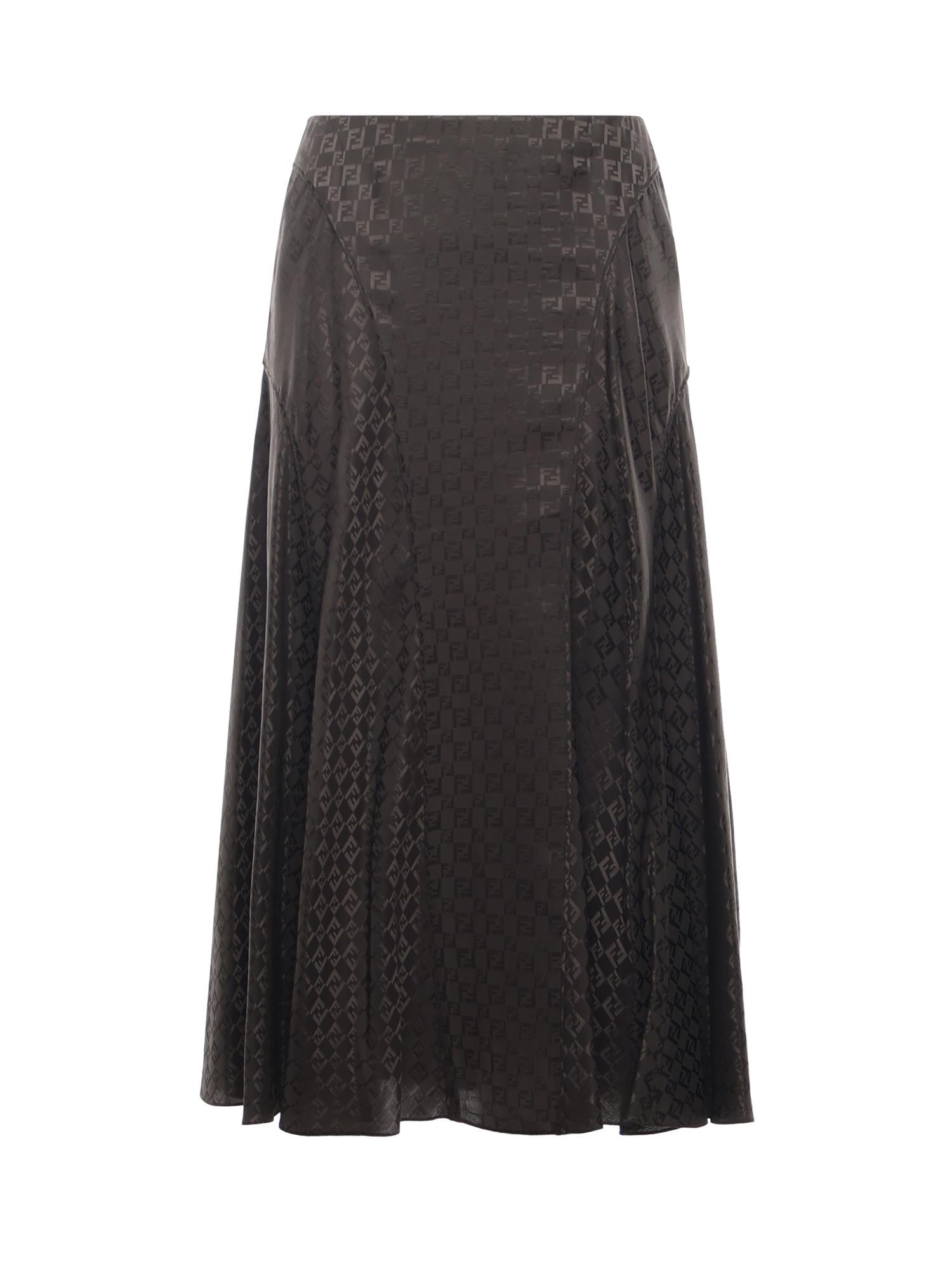 Gonna MIDI In Seta Ff Jacquard Fendi – Гарантія оригінальності – боковий вид