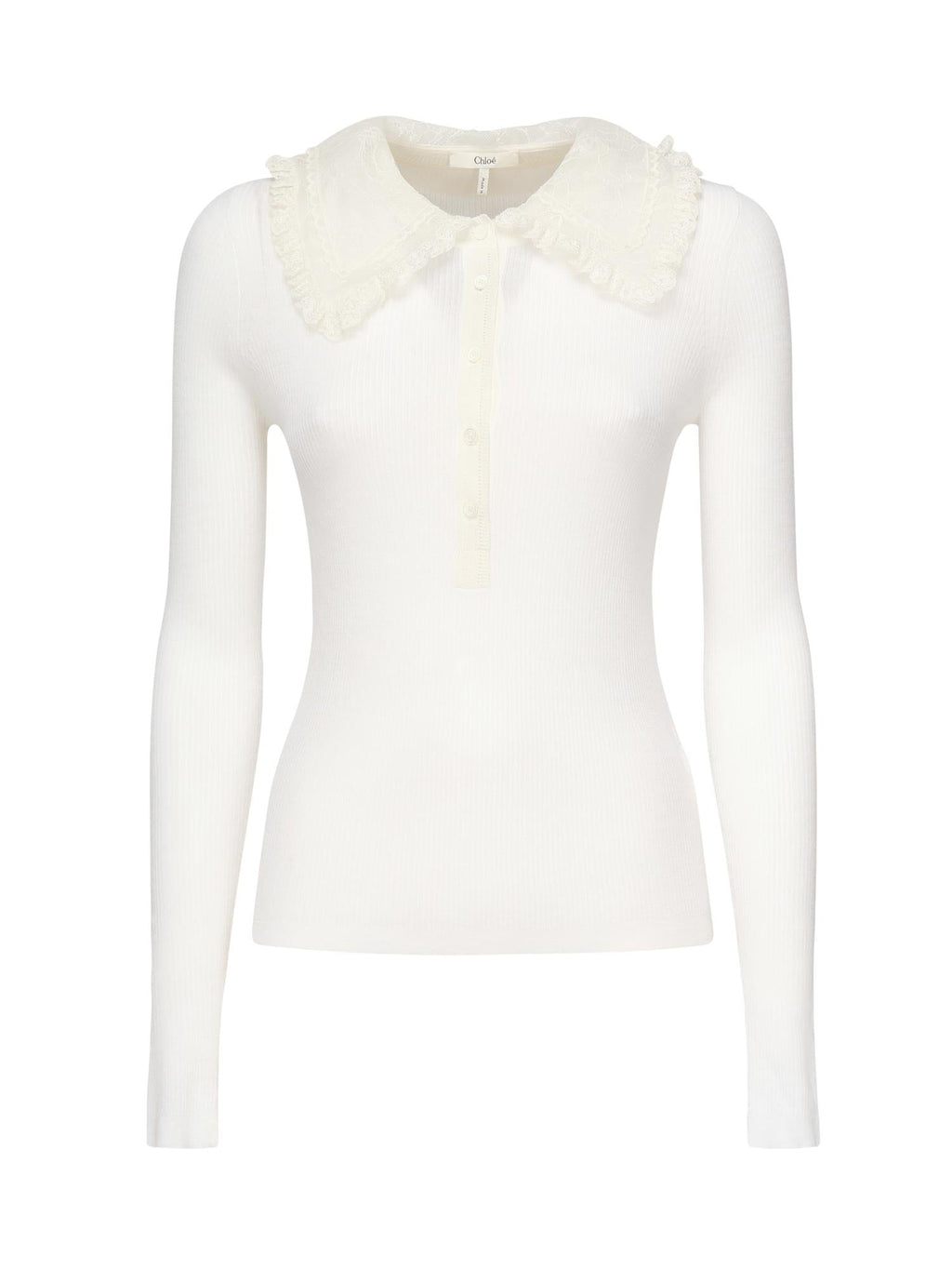 Polo In Lana A Coste Con Pizzo Chloe – Гарантія оригінальності – боковий вид